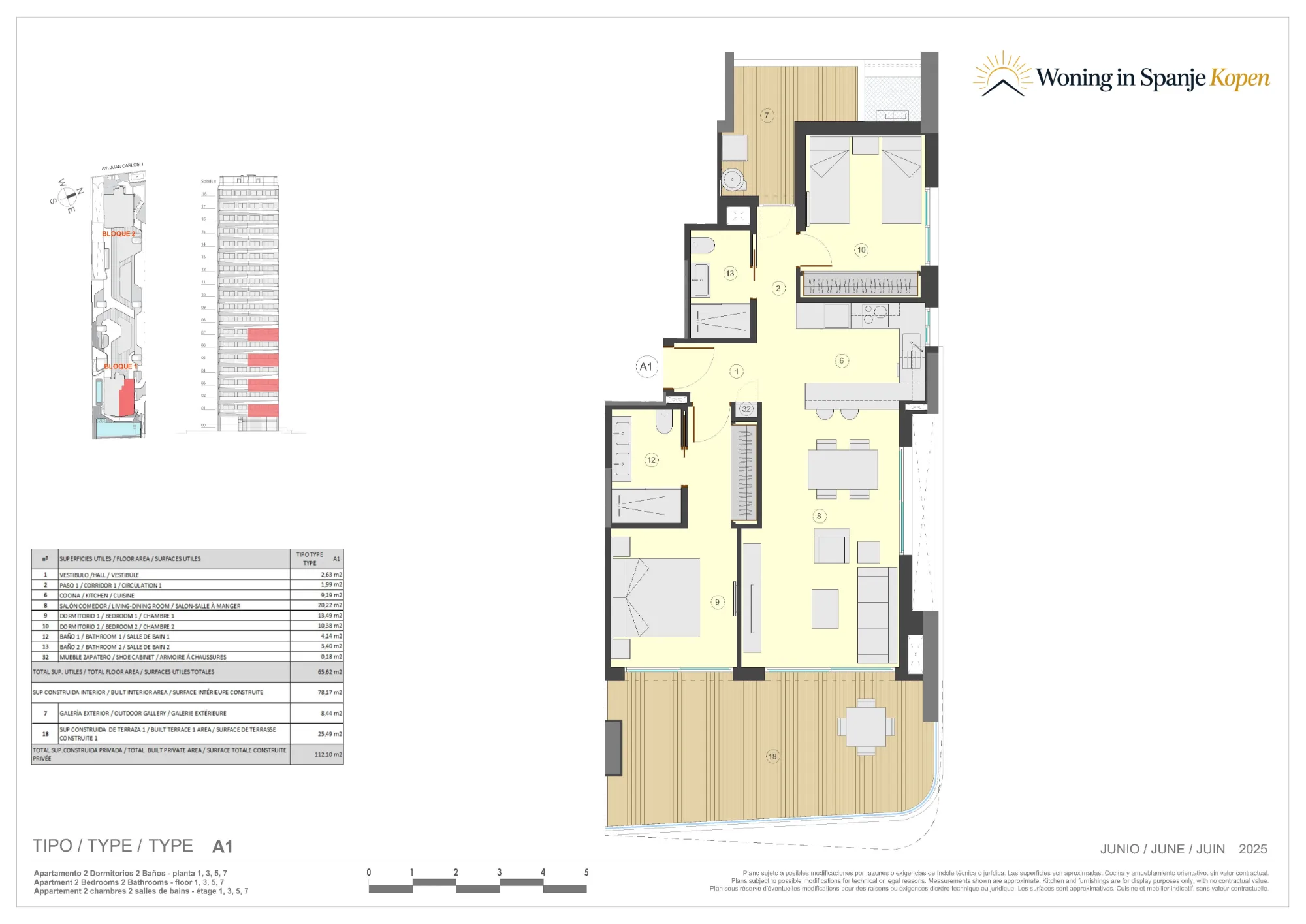 Plano: Apartamento 1-1-A1 en Azure Icons, Calpe