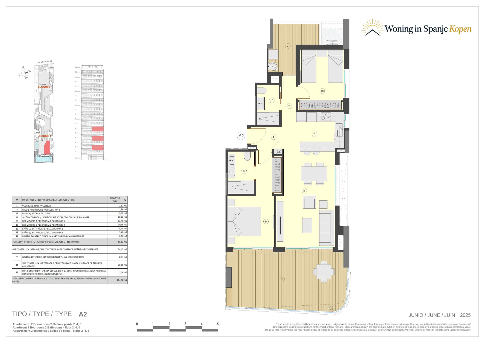 Floor plan: Apartment 1-2-A2 in Azure Icons, Calpe