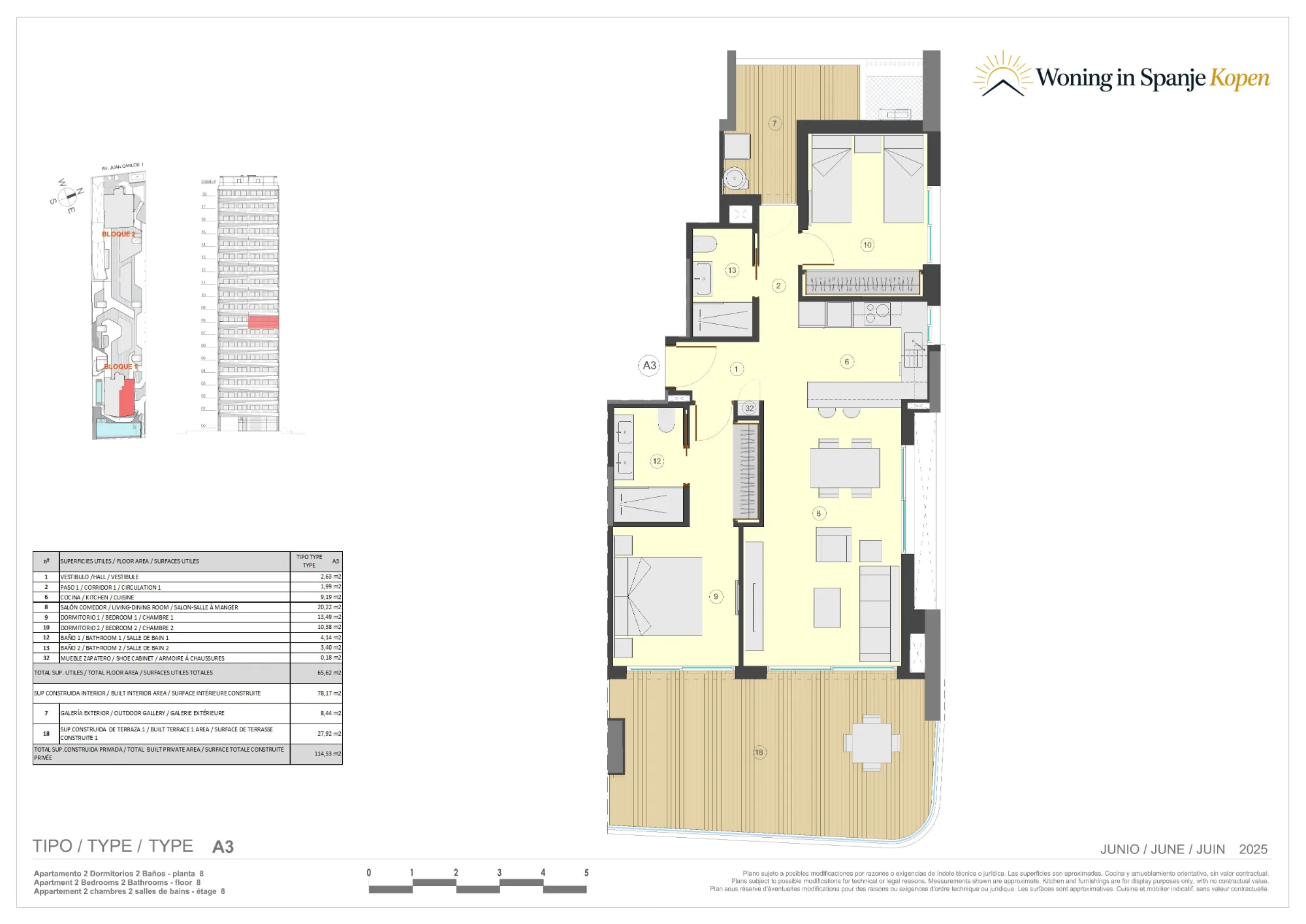 Plano: Apartamento 1-8-A3 en Azure Icons, Calpe