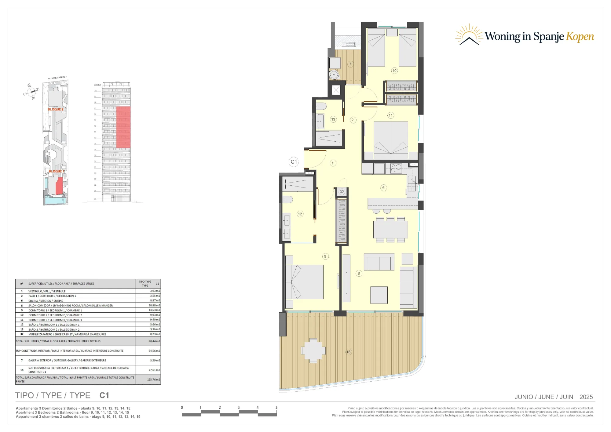 Plano: Apartamento 1-9-C1 en Azure Icons, Calpe