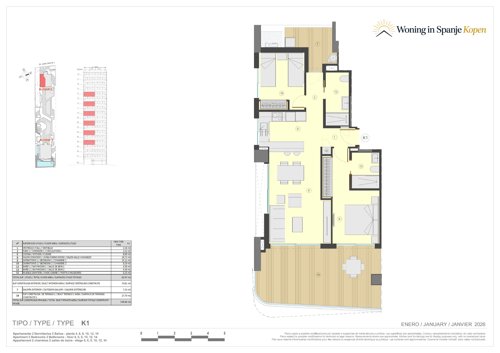 Floor plan: Apartment 2-10-K1 in Azure Icons, Calpe