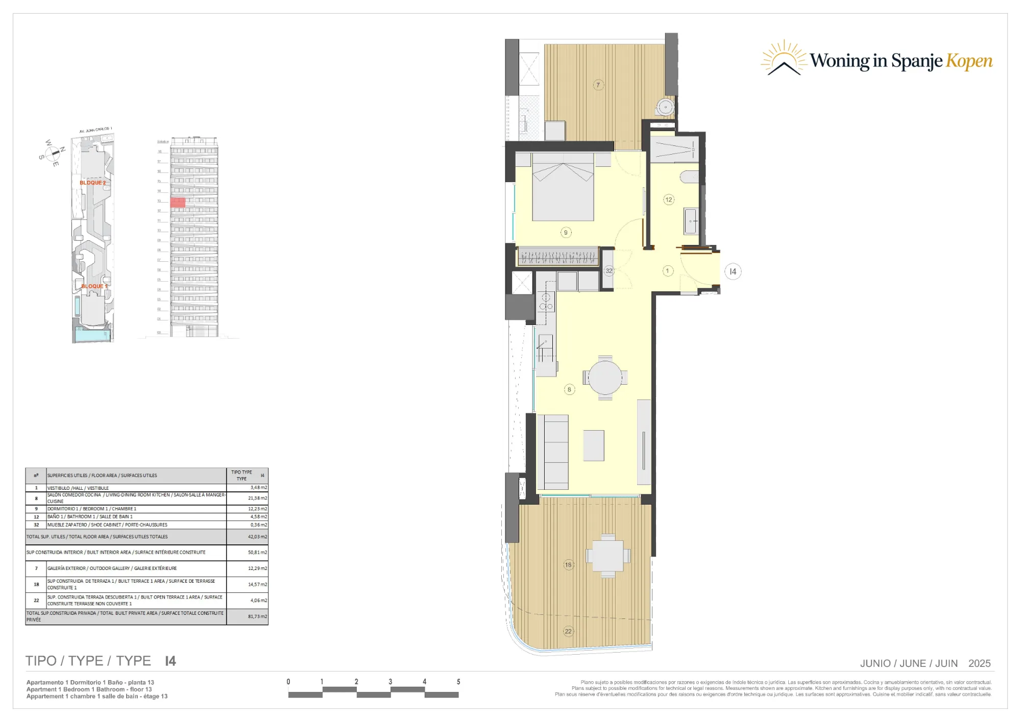 Floor plan: Apartment 2-13-I4 in Azure Icons, Calpe