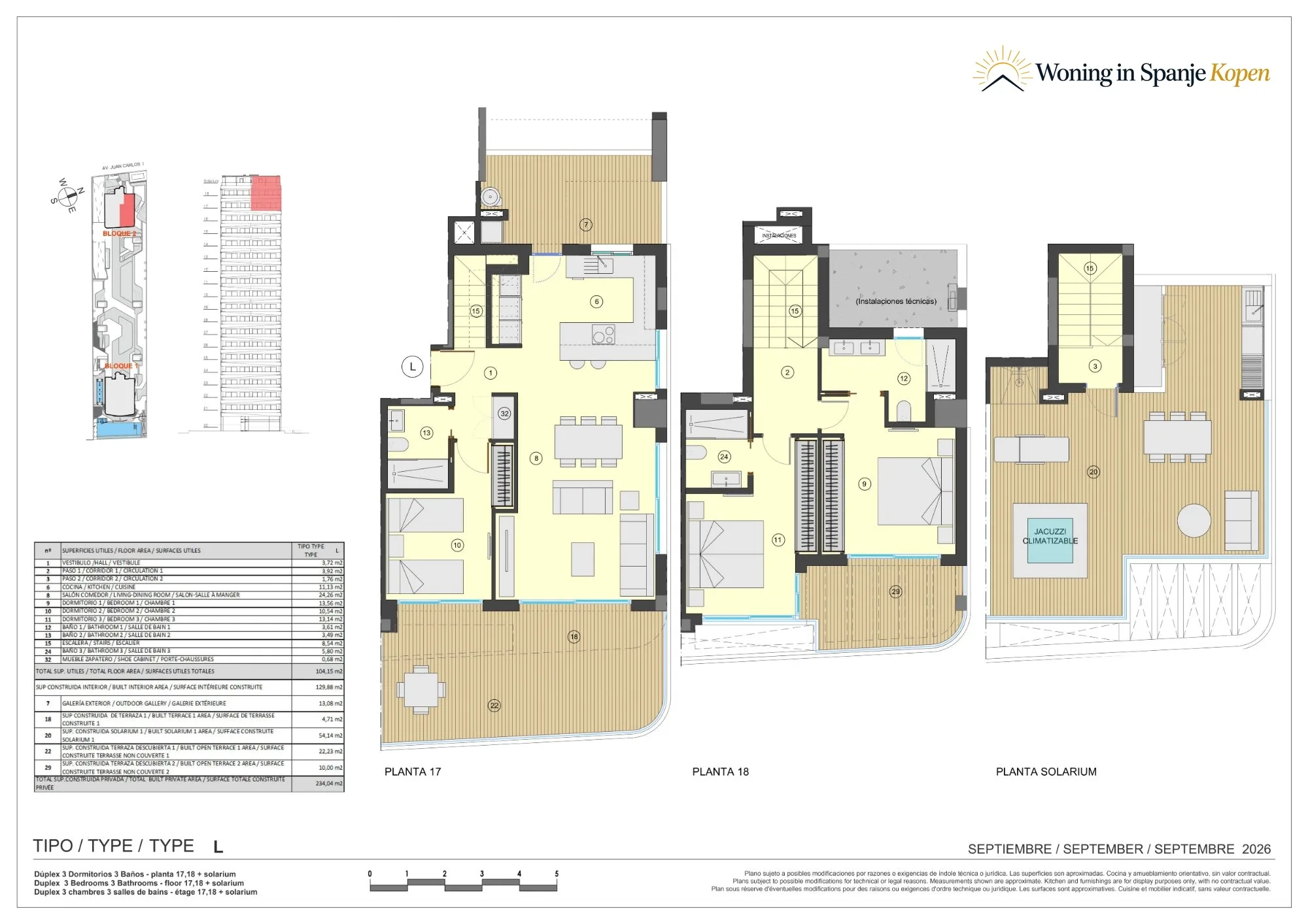 Floor plan: Duplex with solarium 2-17-L in Azure Icons, Calpe