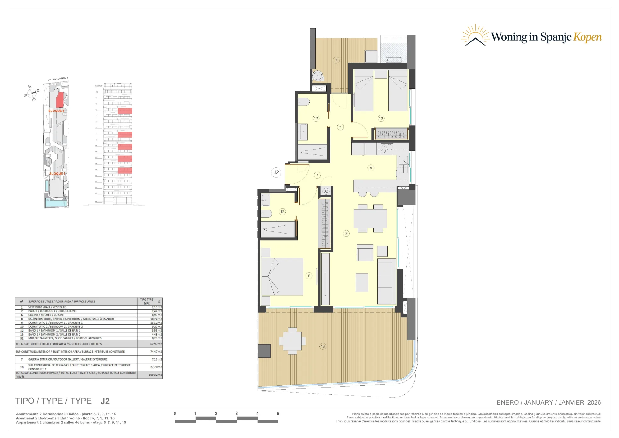 Floor plan: Apartment 2-9-J2 in Azure Icons, Calpe