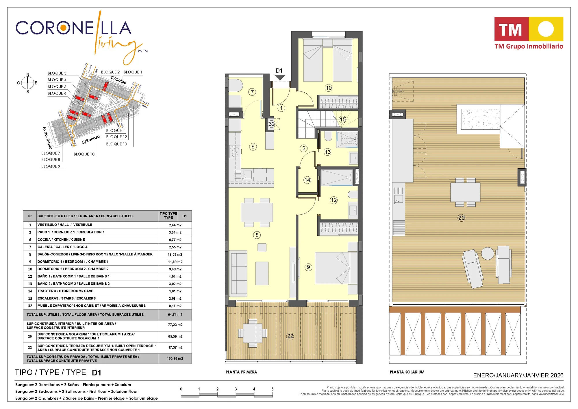 Plattegrond: Appartement 3-33 in Coronella Living, Alicante