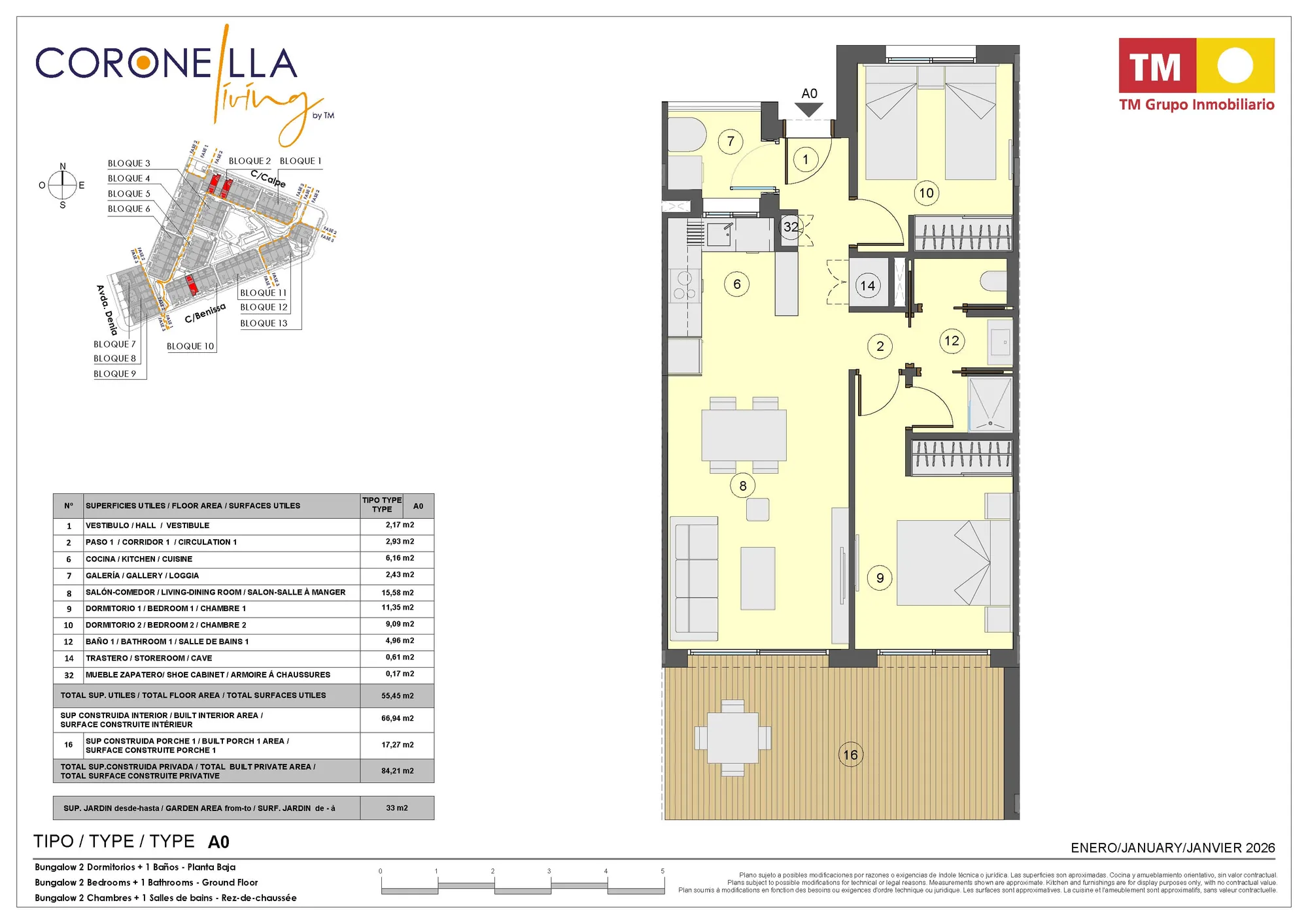 Plattegrond: Appartement 10-81 in Coronella Living, Alicante