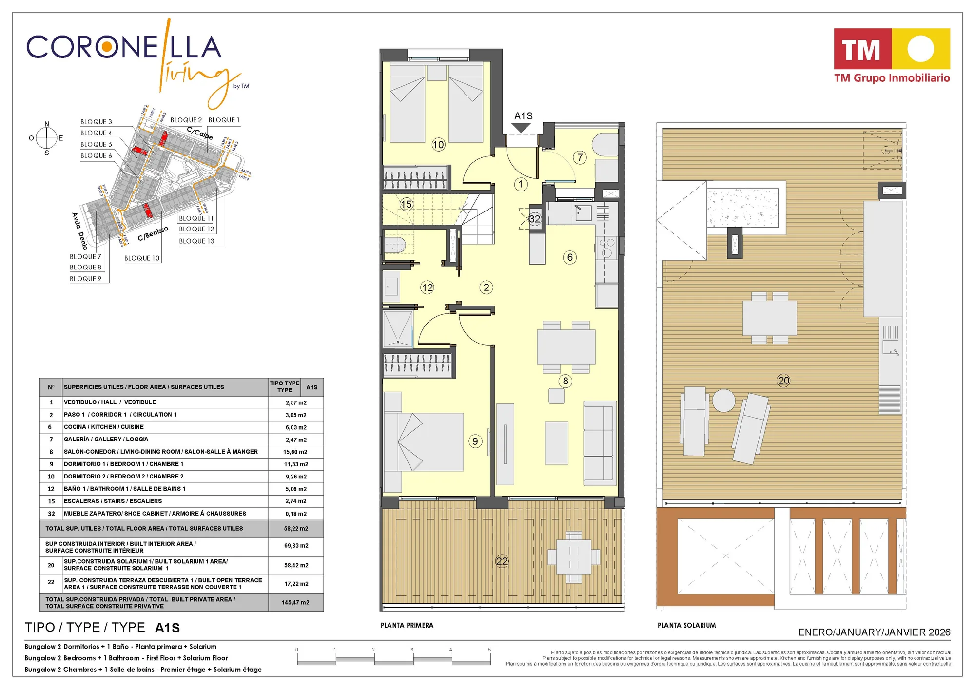 Plano: Apartamento 2-22 en Coronella Living, Alicante