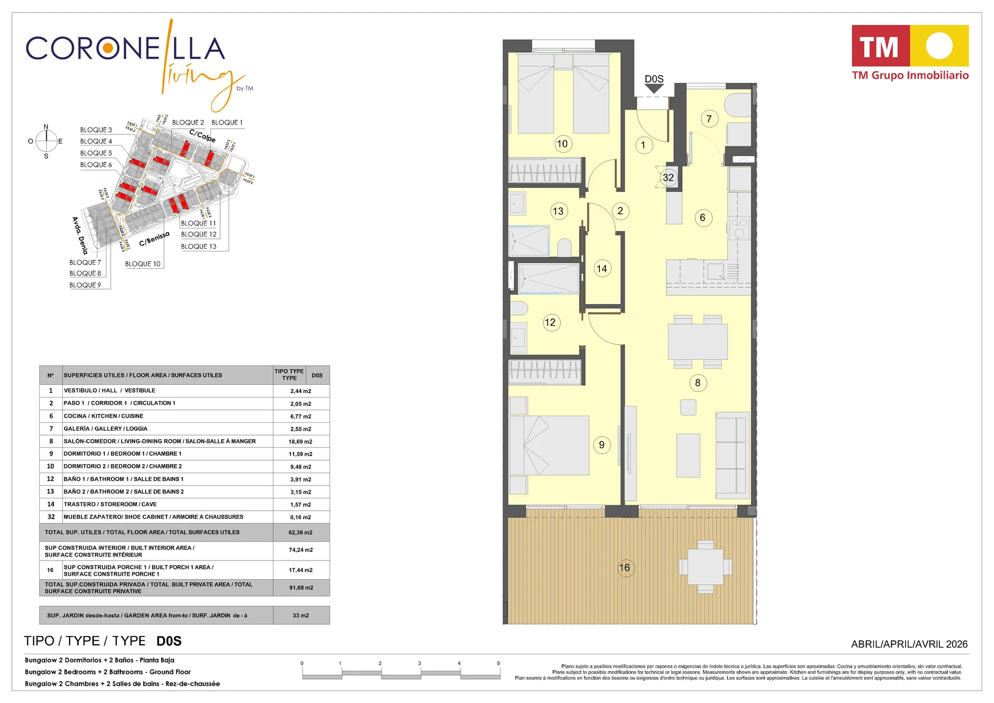 Plattegrond: Appartement 2-12 in Coronella Living, Alicante