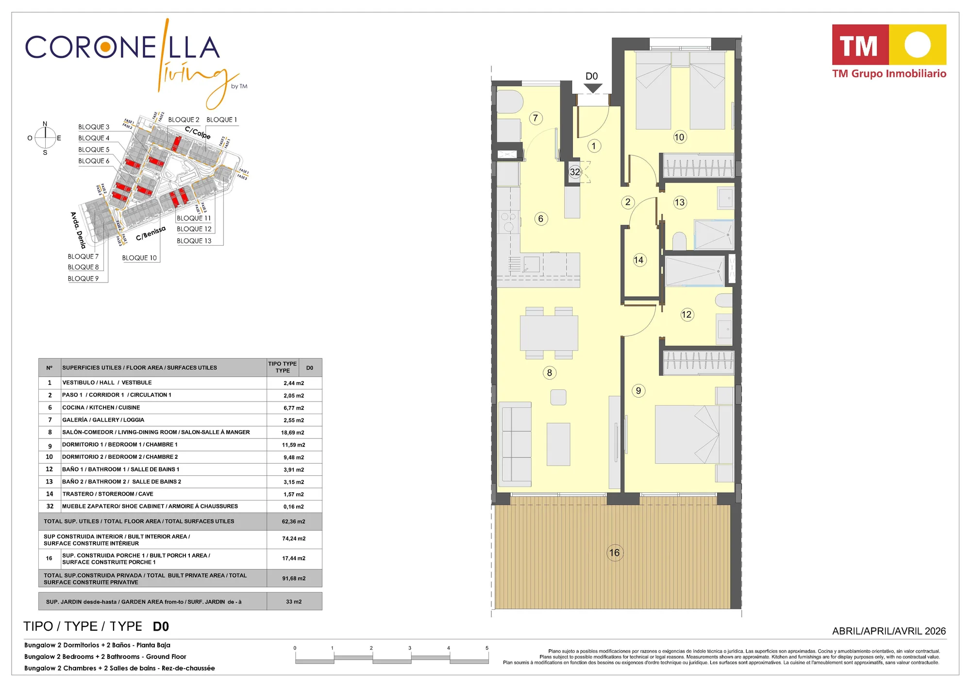 Plattegrond: Appartement 11-93 in Coronella Living, Alicante