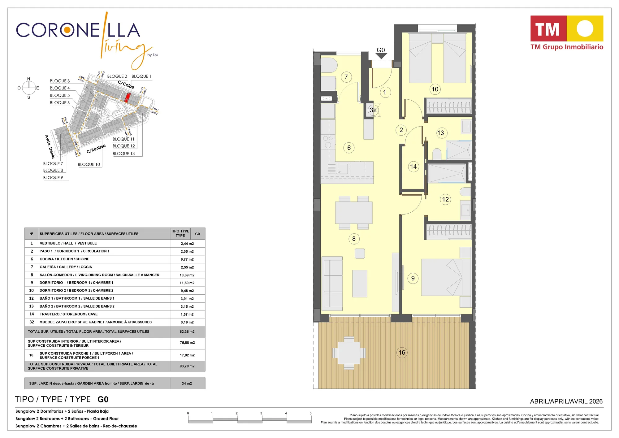 Plattegrond: Appartement 1-7 in Coronella Living, Alicante
