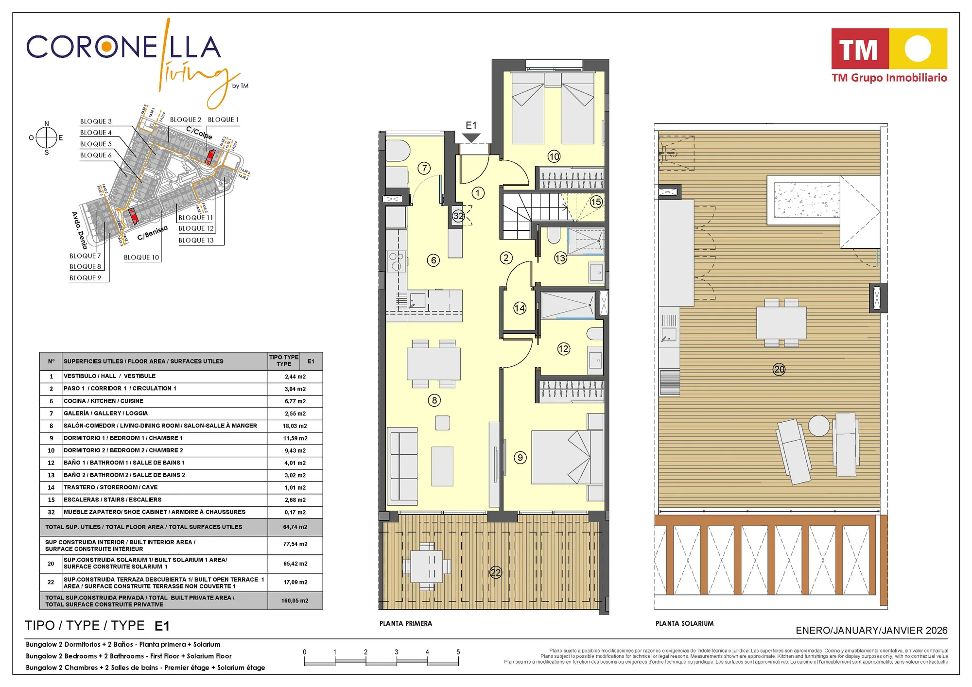 Plattegrond: Appartement 1-5 in Coronella Living, Alicante