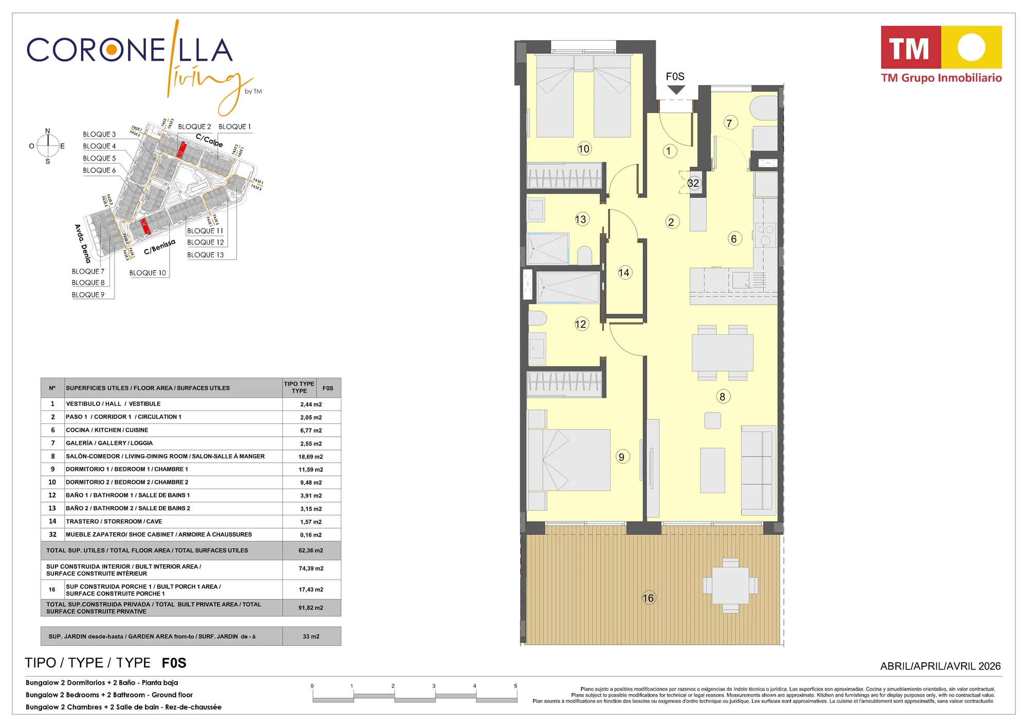 Plattegrond: Appartement 10-78 in Coronella Living, Alicante