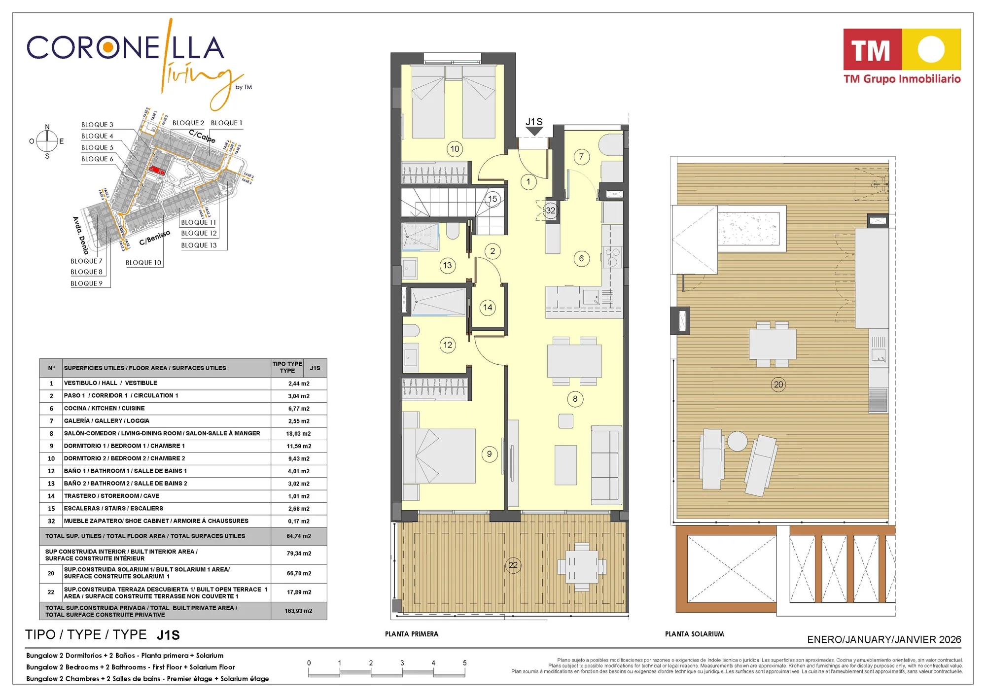 Plano: Apartamento 3-34 en Coronella Living, Alicante
