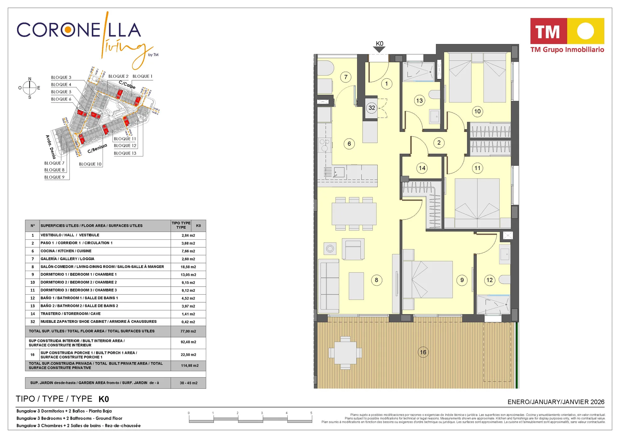 Plattegrond: Appartement 2-11 in Coronella Living, Alicante