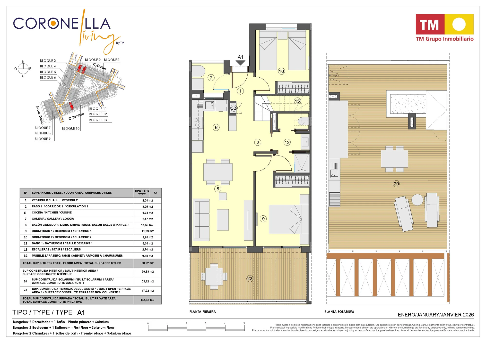 Plattegrond: Appartement 2-25 in Coronella Living, Alicante