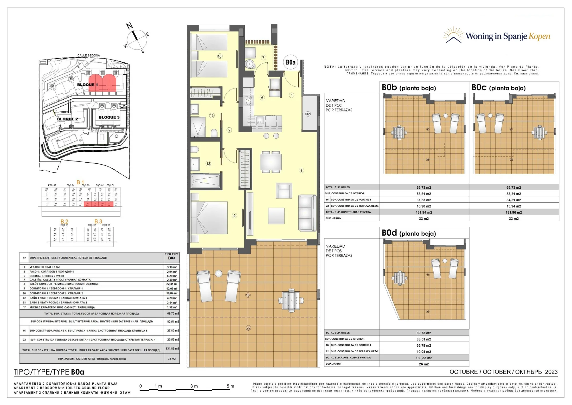 Plattegrond: Appartement B0a in Higuerón Bay Residences by TM, Malaga