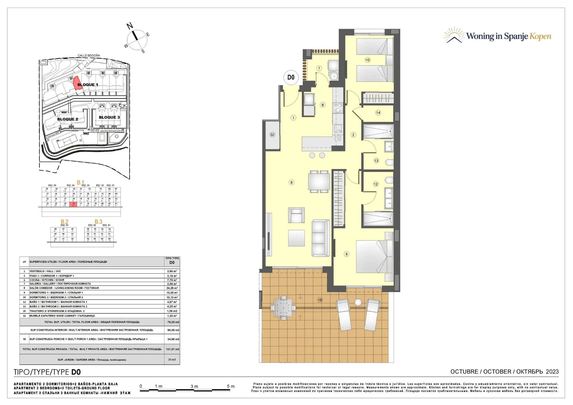 Plattegrond: Appartement D0 in Higuerón Bay Residences by TM, Malaga