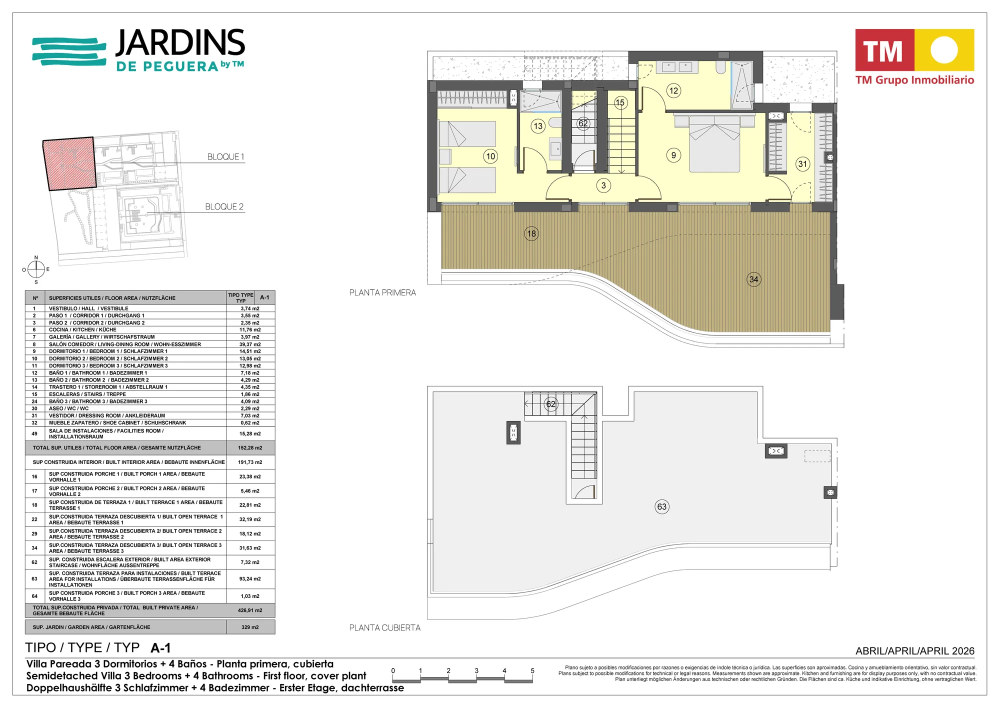 Plattegrond: Villa 1 in Jardins de Peguera, Illes Balears