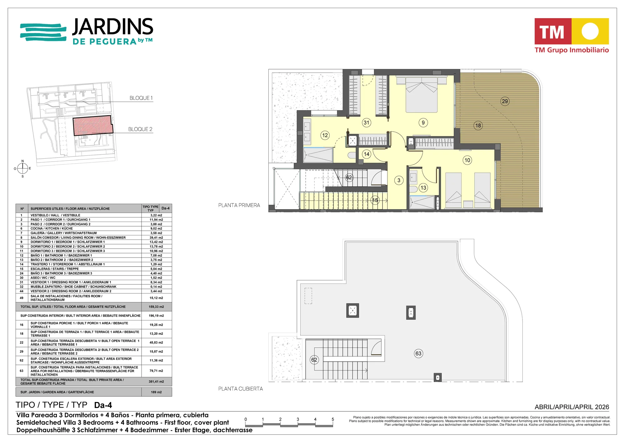 Plano: Villa 2-4 en Jardins de Peguera, Illes Balears