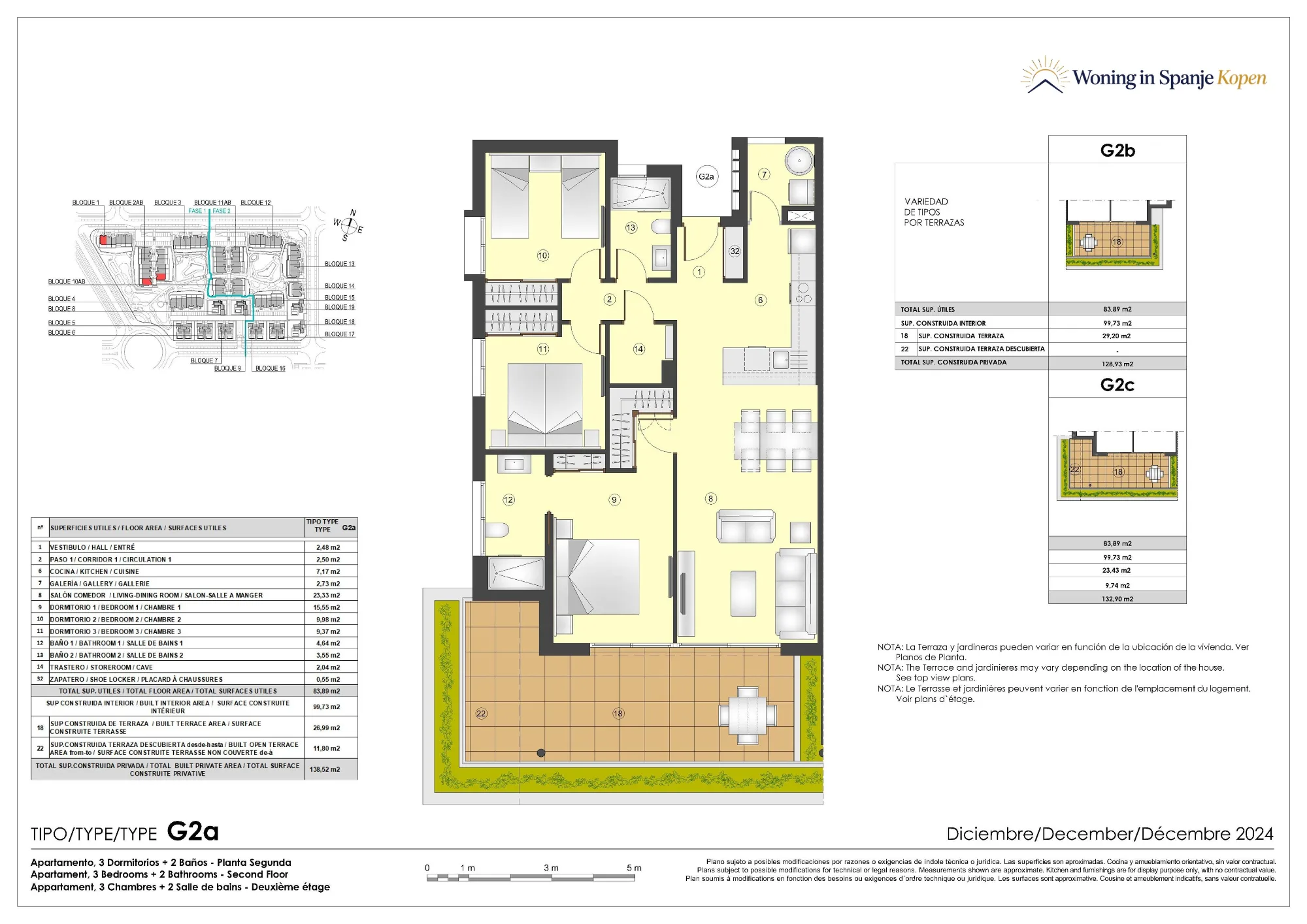 Plattegrond: Appartement G2a in Lagoons Village Laguna Rosa, Alicante