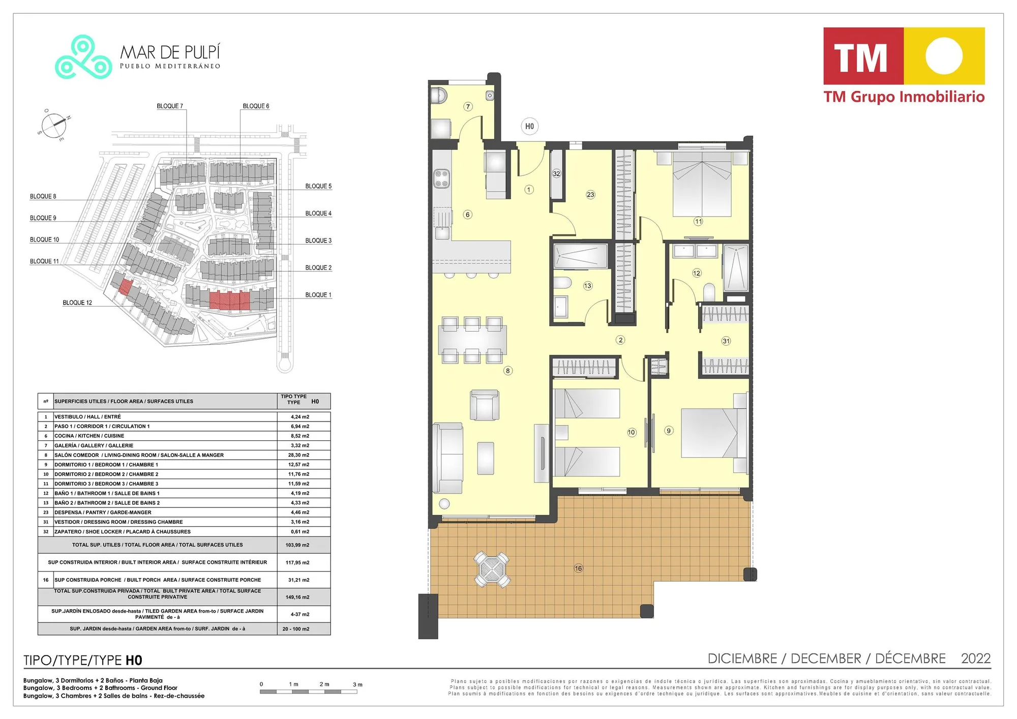 Plattegrond: Appartement 1-7 in Mar de Pulpí 8e Fase, Almeria