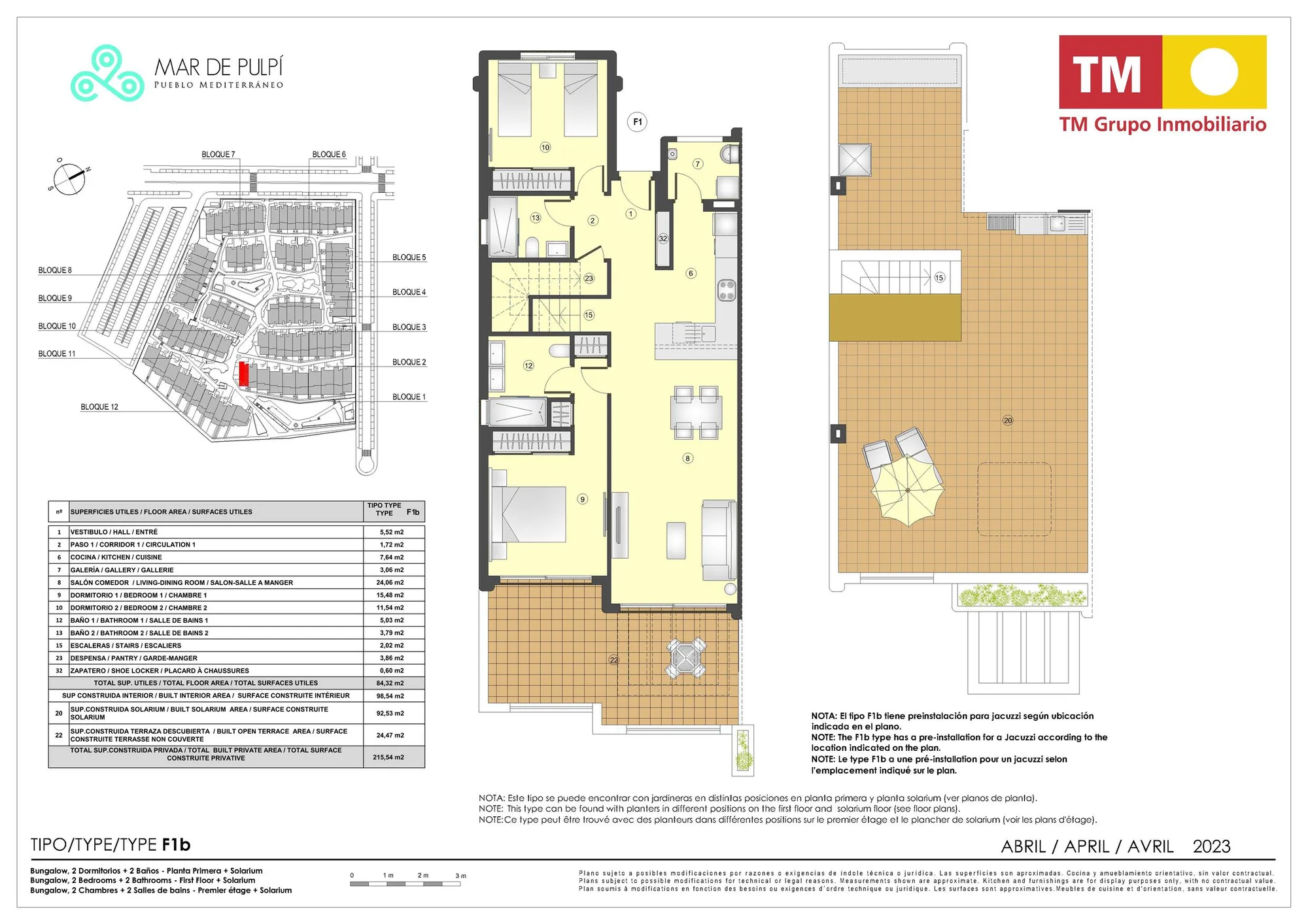 Plattegrond: Appartement met solarium 1-20 in Mar de Pulpí 8e Fase, Almeria