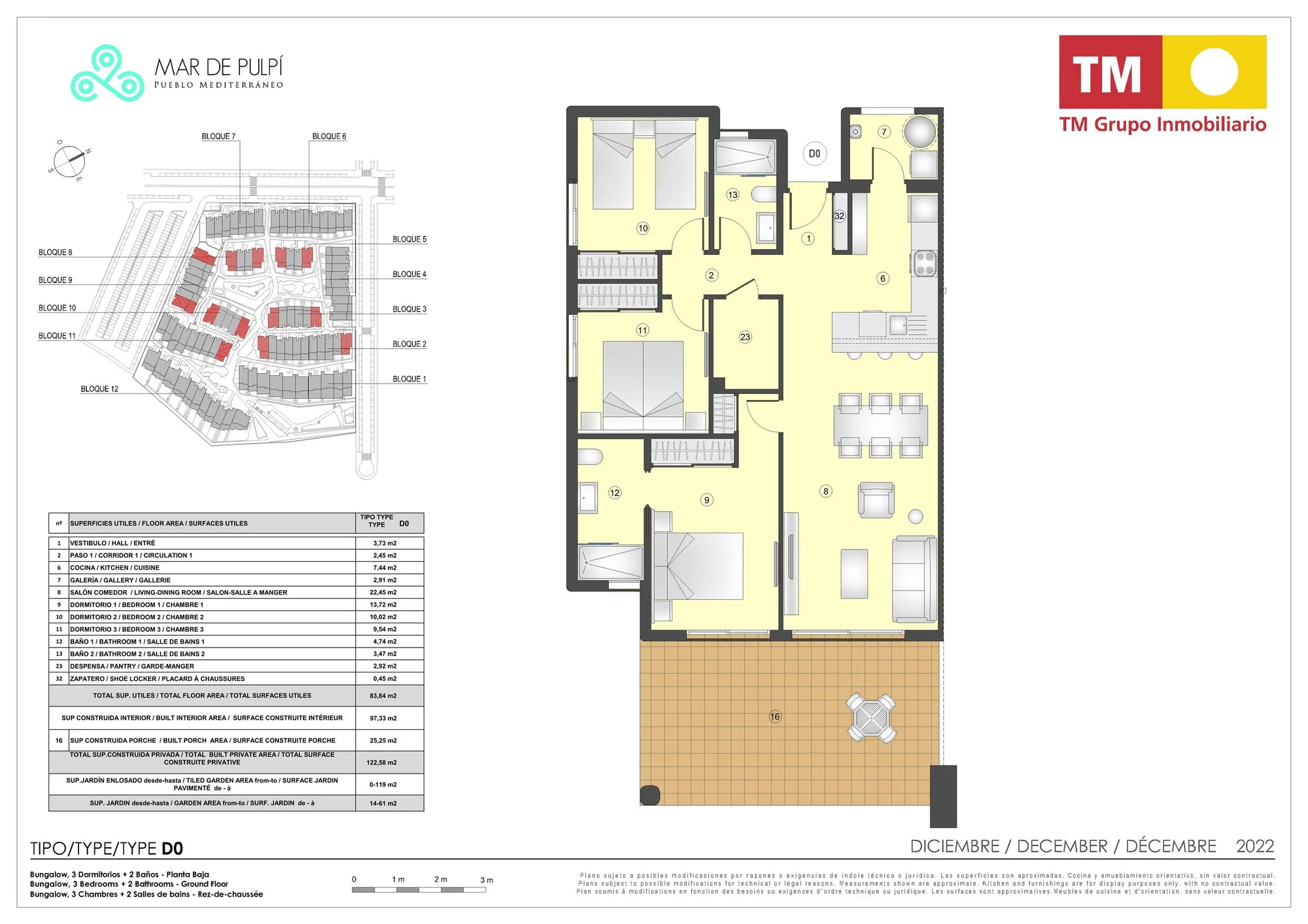 Plattegrond: Appartement 2-21 in Mar de Pulpí 8e Fase, Almeria