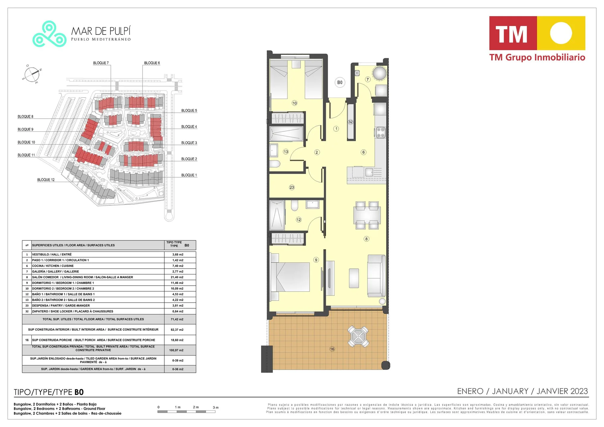 Plattegrond: Appartement 4-59 in Mar de Pulpí 8e Fase, Almeria