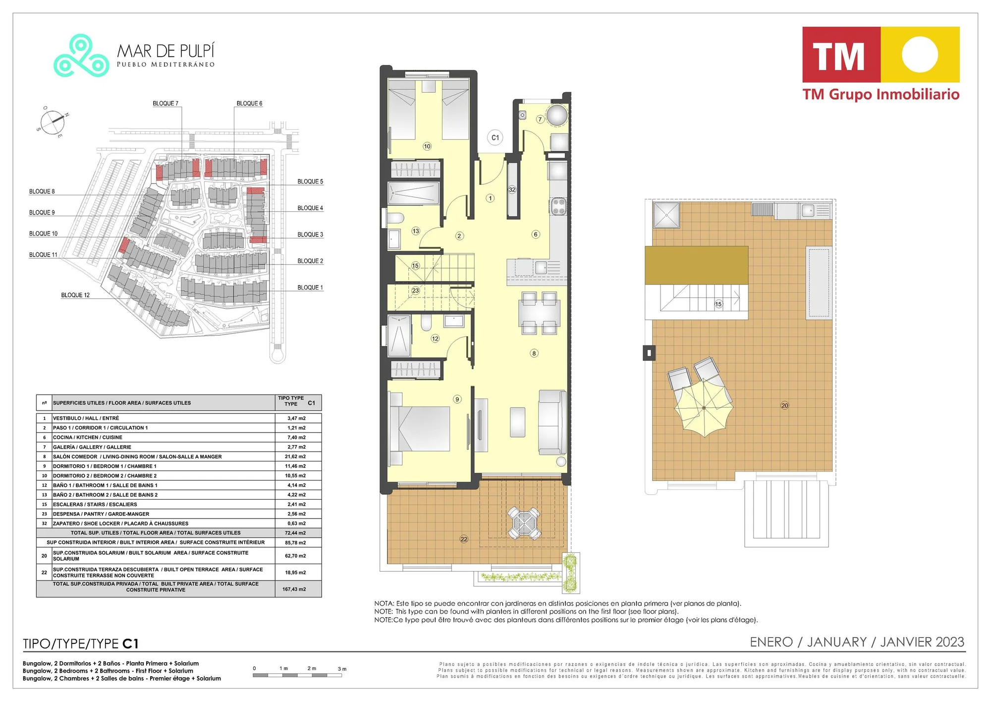 Plano: Apartamento con solárium 7-102 en Mar de Pulpí 8e Fase, Almeria