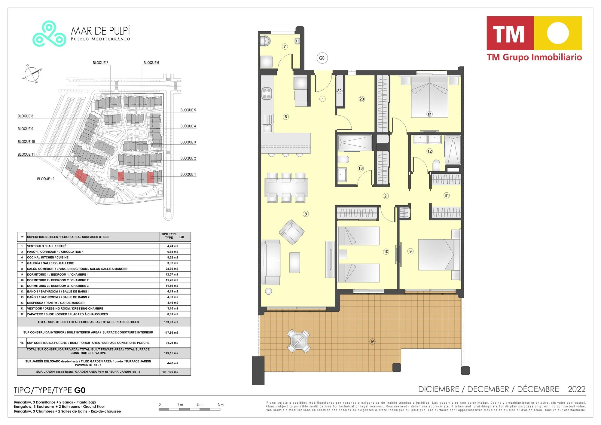 Plattegrond: Appartement 1-5 in Mar de Pulpí 8e Fase, Almeria