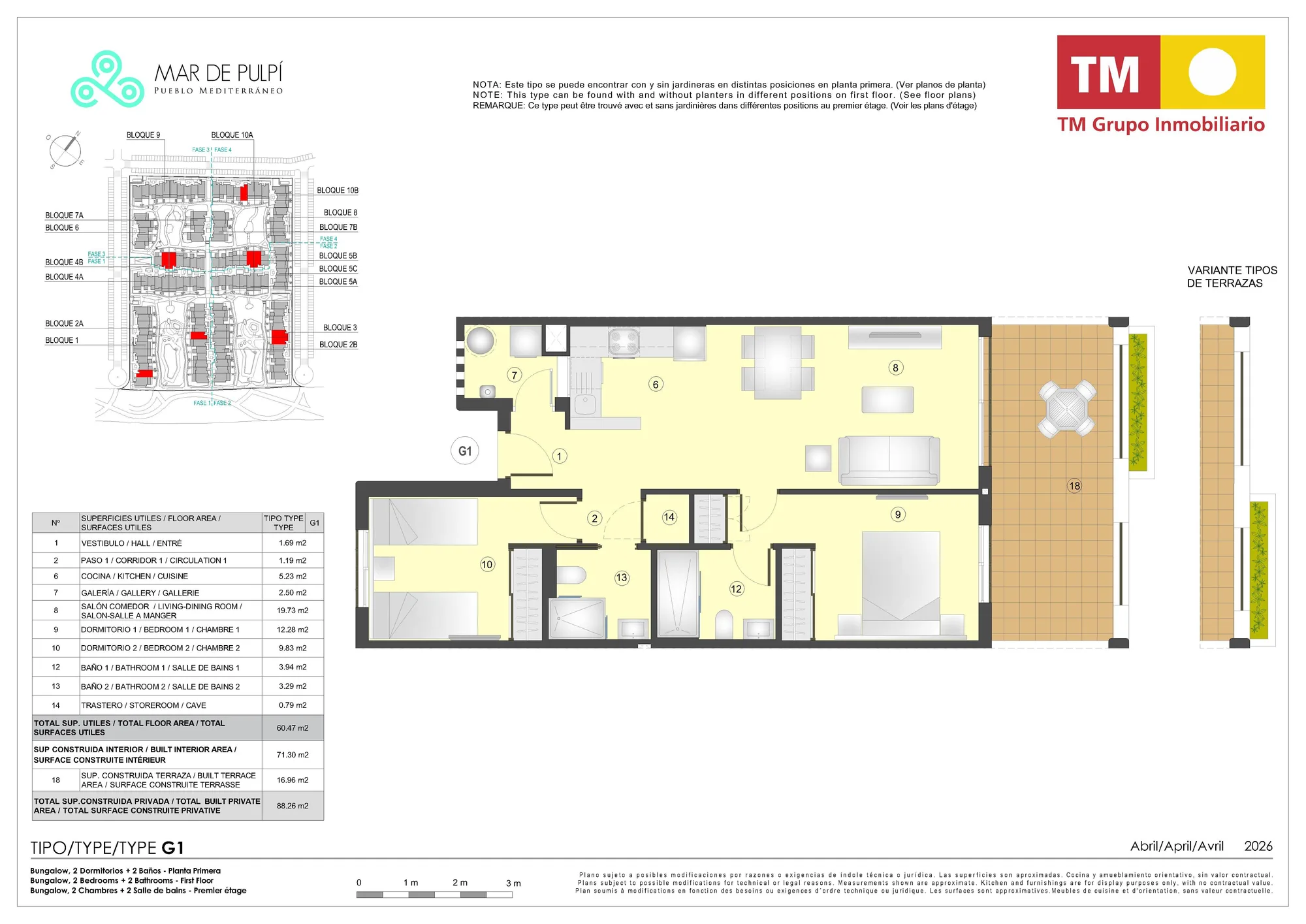 Plattegrond: Appartement 2A-51 in Mar de Pulpí 9e Fase, Almeria