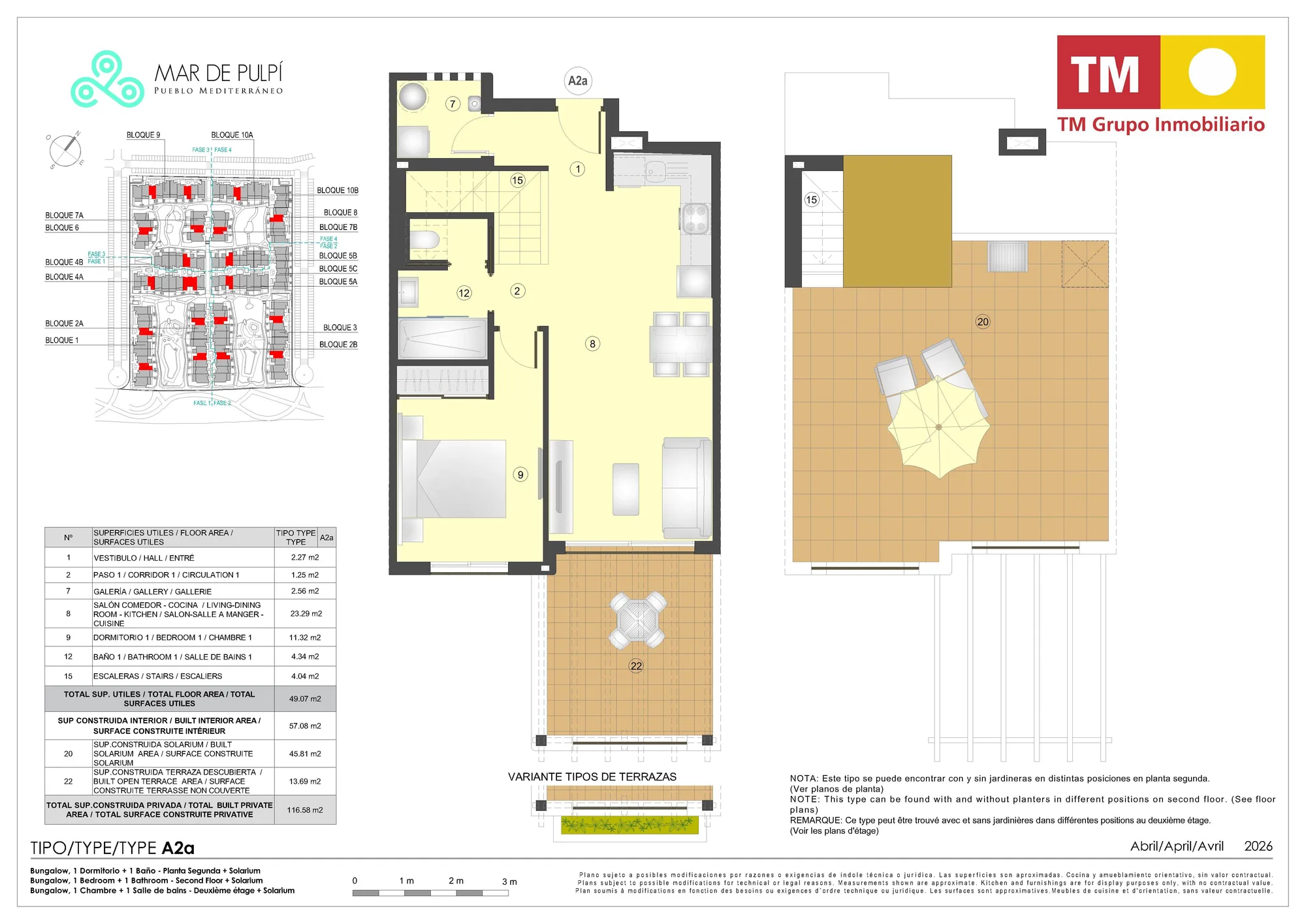 Plattegrond: Appartement 2A-59 in Mar de Pulpí 9e Fase, Almeria