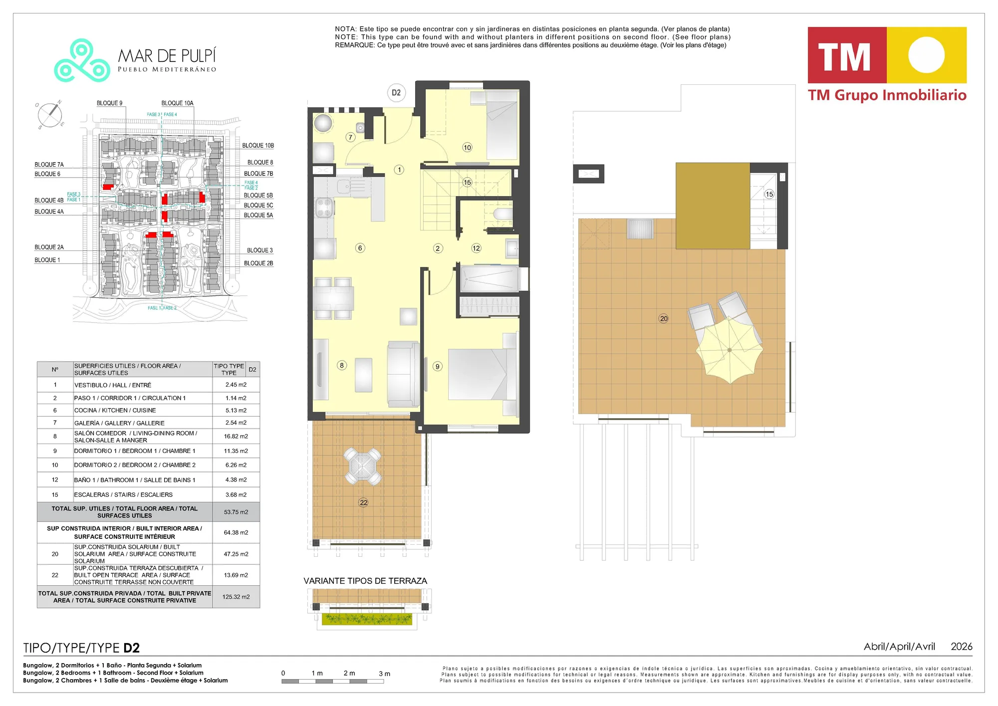 Plattegrond: Appartement 2A-66 in Mar de Pulpí 9e Fase, Almeria