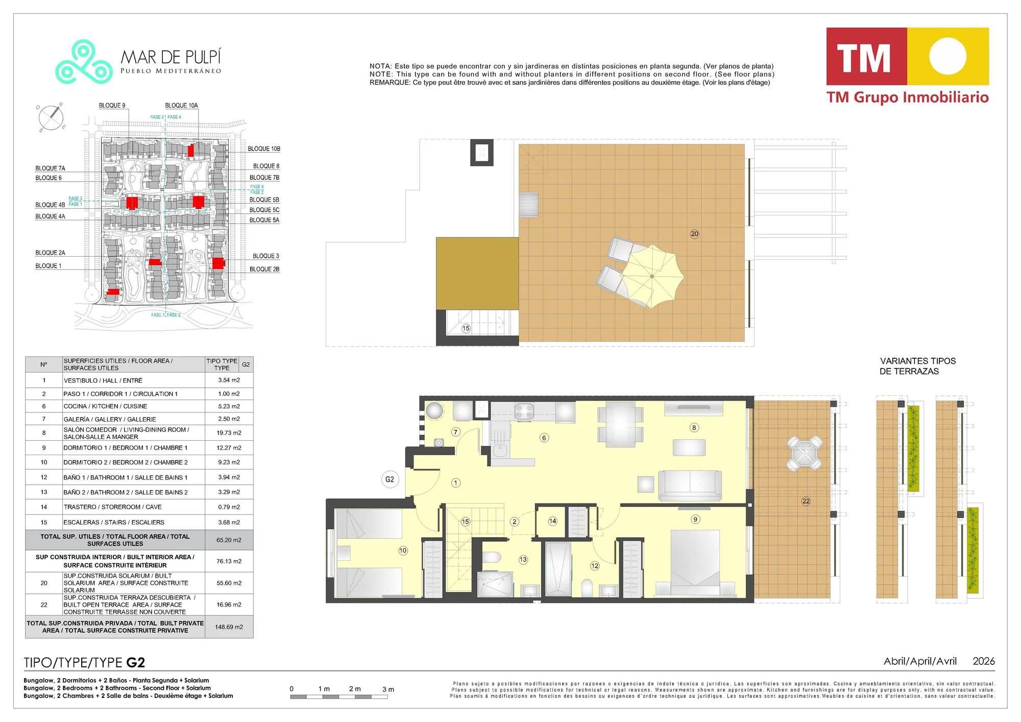 Plattegrond: Appartement 2A-62 in Mar de Pulpí 9e Fase, Almeria