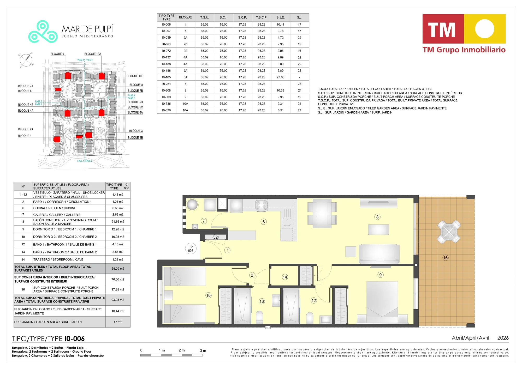 Plattegrond: Appartement 2A-39 in Mar de Pulpí 9e Fase, Almeria