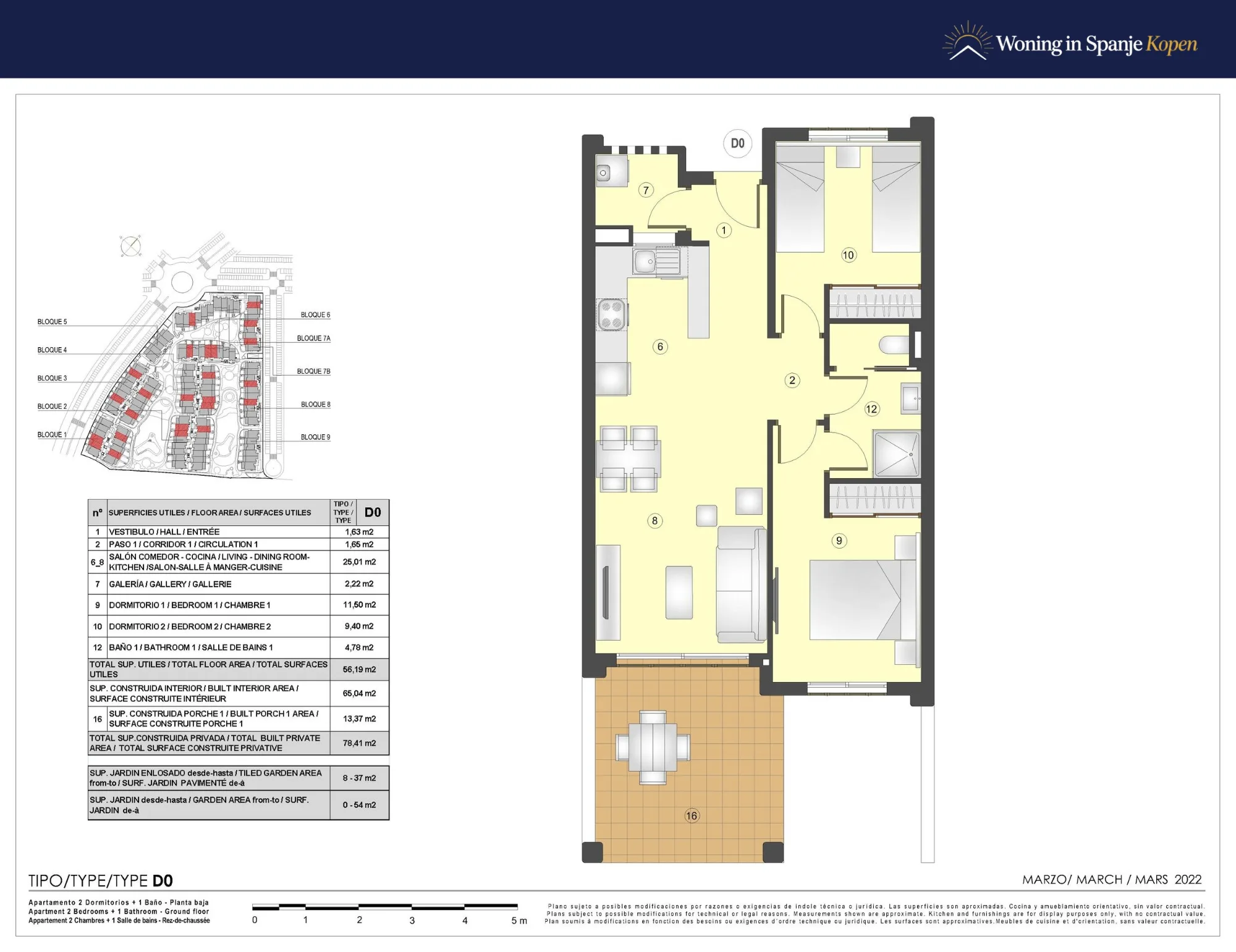 Plattegrond: Appartement 7A-261 in Mar de pupi, San Juan de los Terreros
