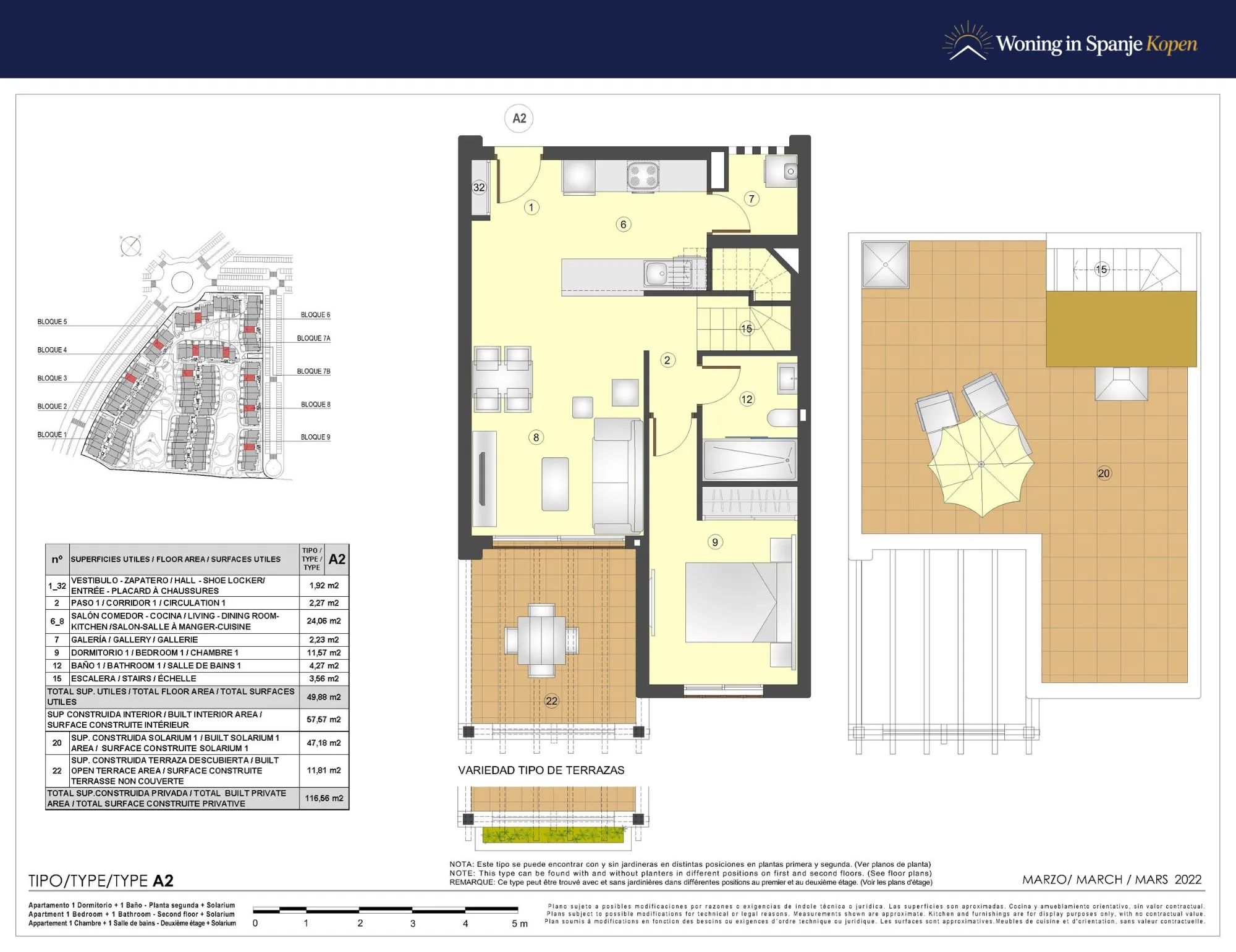 Plattegrond: Appartement 7A-256 in Mar de pupi, San Juan de los Terreros
