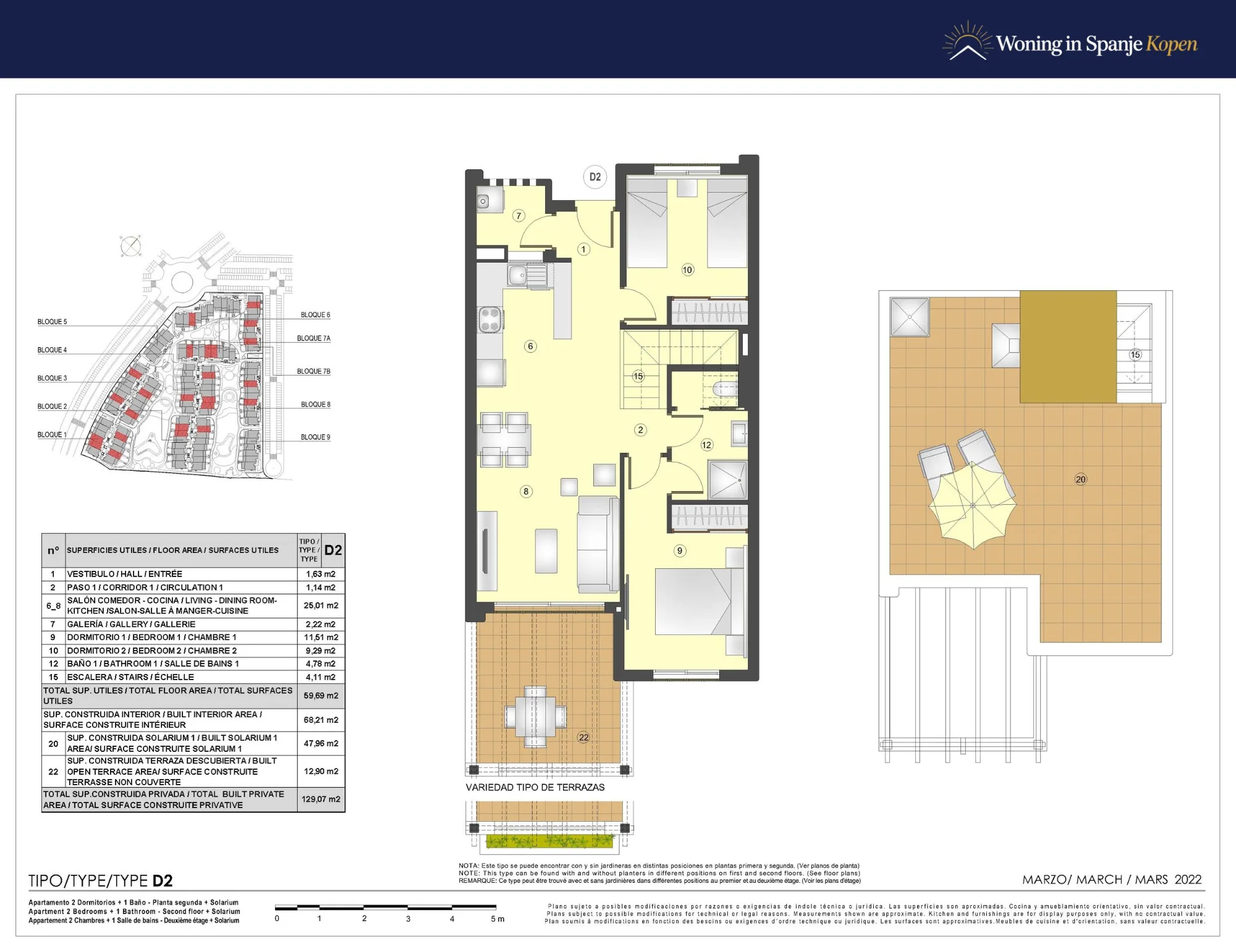 Plattegrond: Appartement 7A-257 in Mar de pupi, San Juan de los Terreros