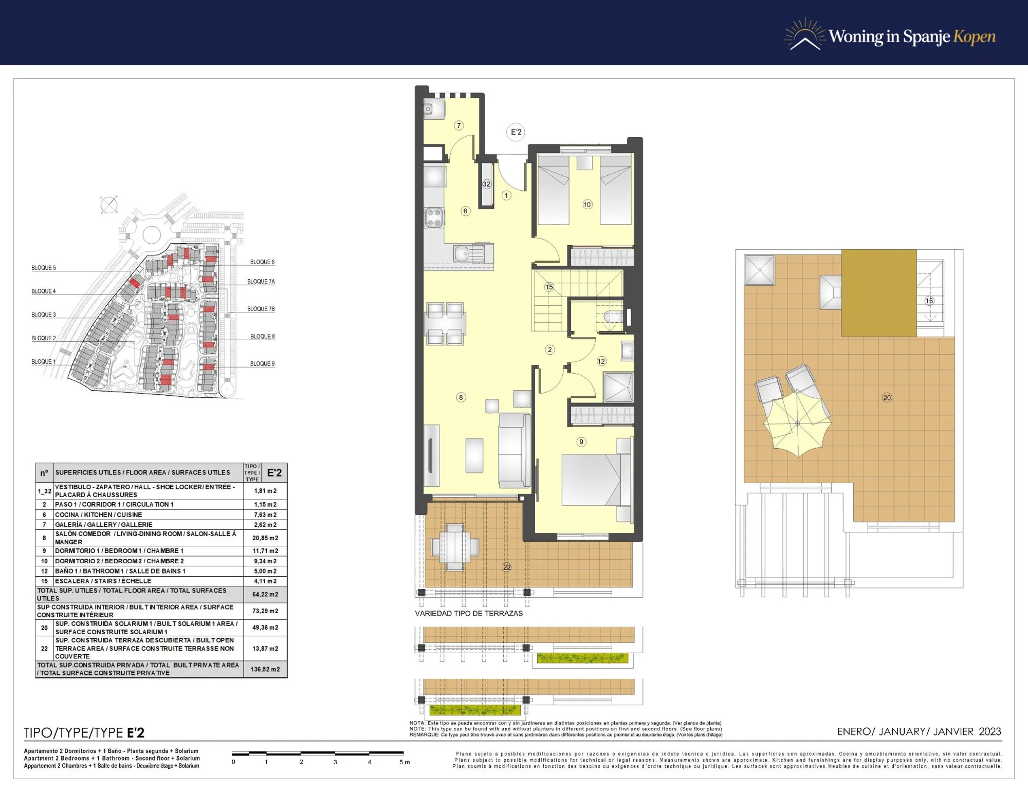 Plattegrond: Appartement 7A-268 in Mar de pupi, San Juan de los Terreros