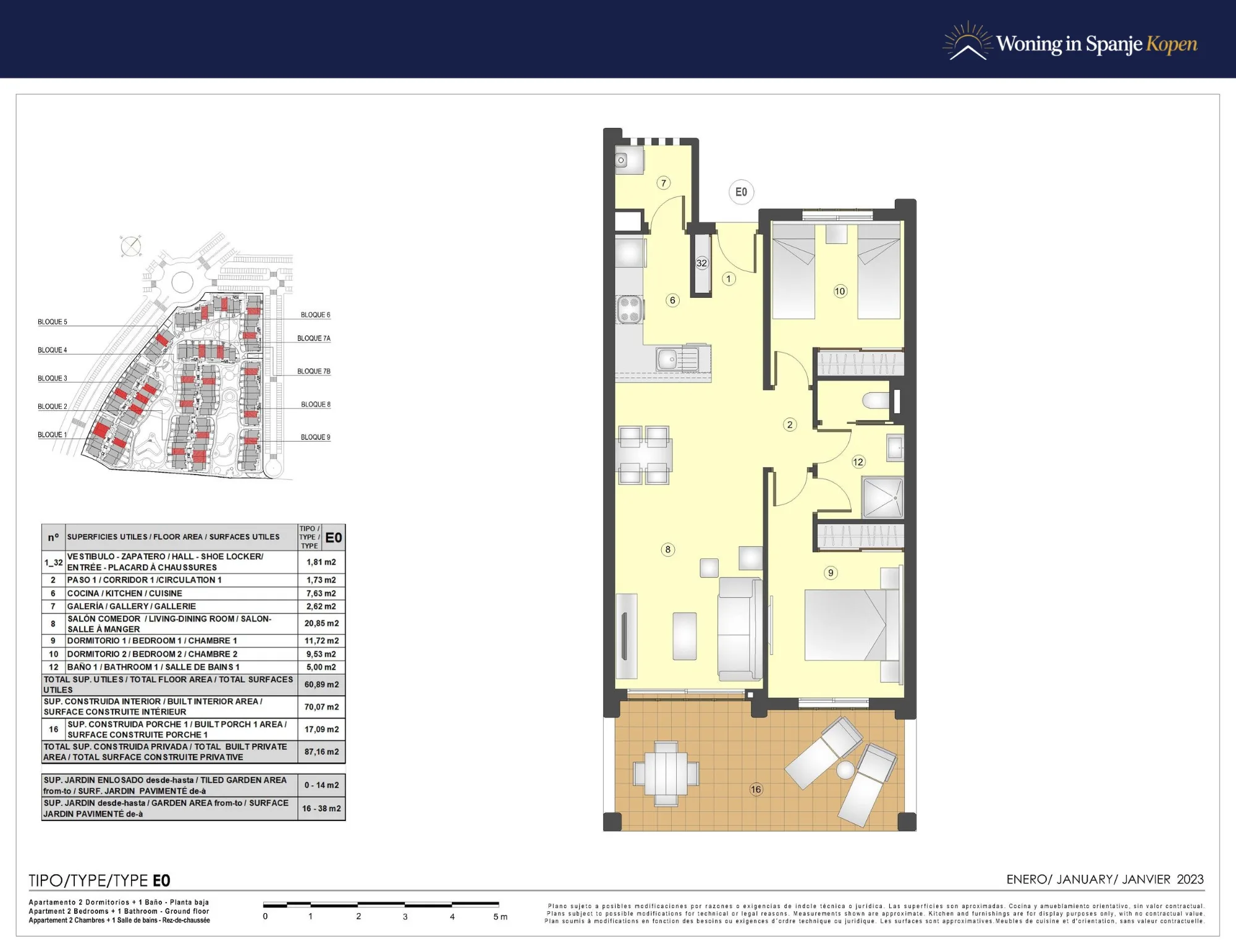 Plattegrond: Appartement 7B-271 in Mar de pupi, San Juan de los Terreros