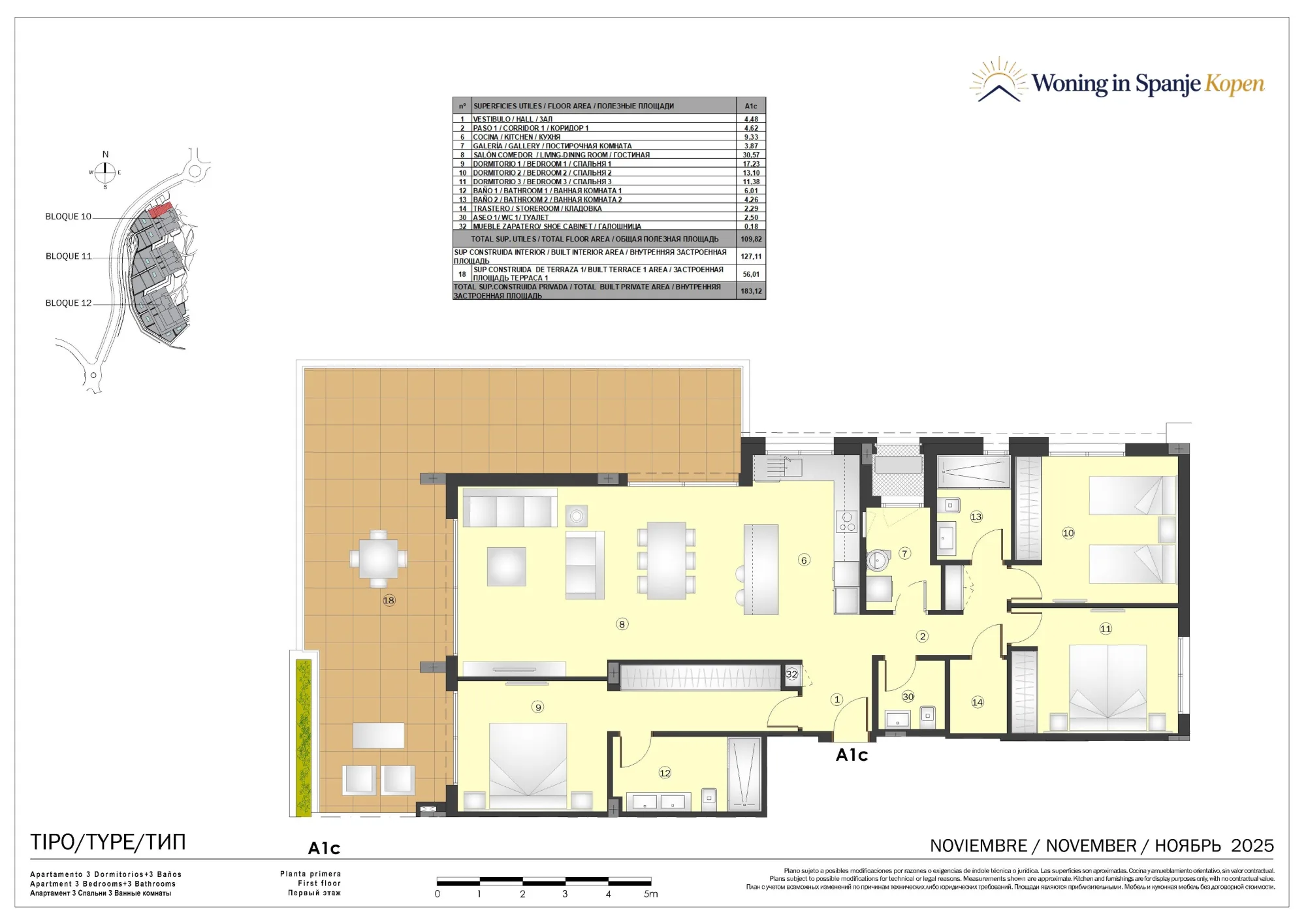 Plattegrond: Appartement 10A-A1c in Marine Hills By TM 1ª Fase, Malaga