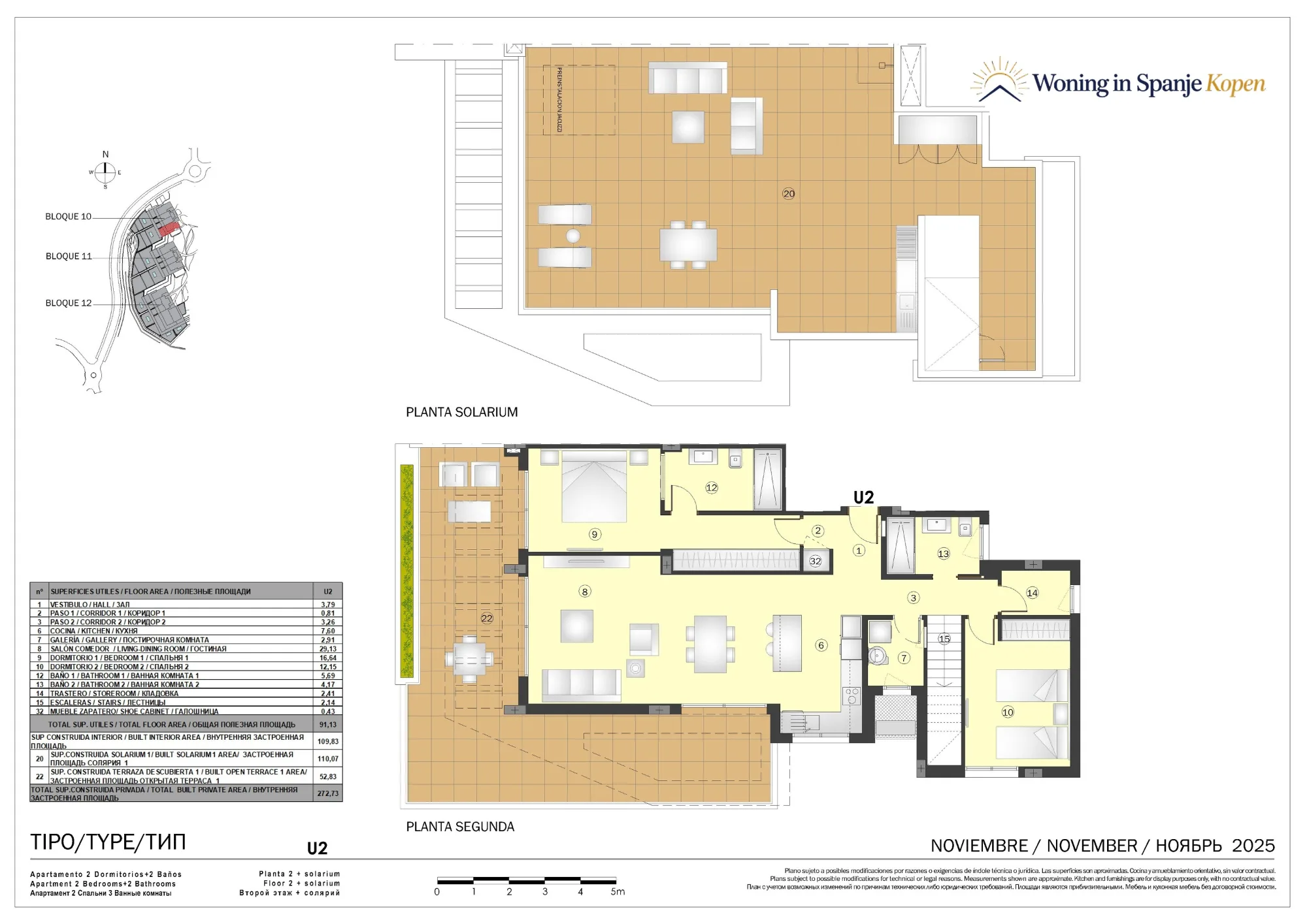 Plattegrond: Penthouse met solarium 10A-U2 in Marine Hills By TM 1ª Fase, Malaga