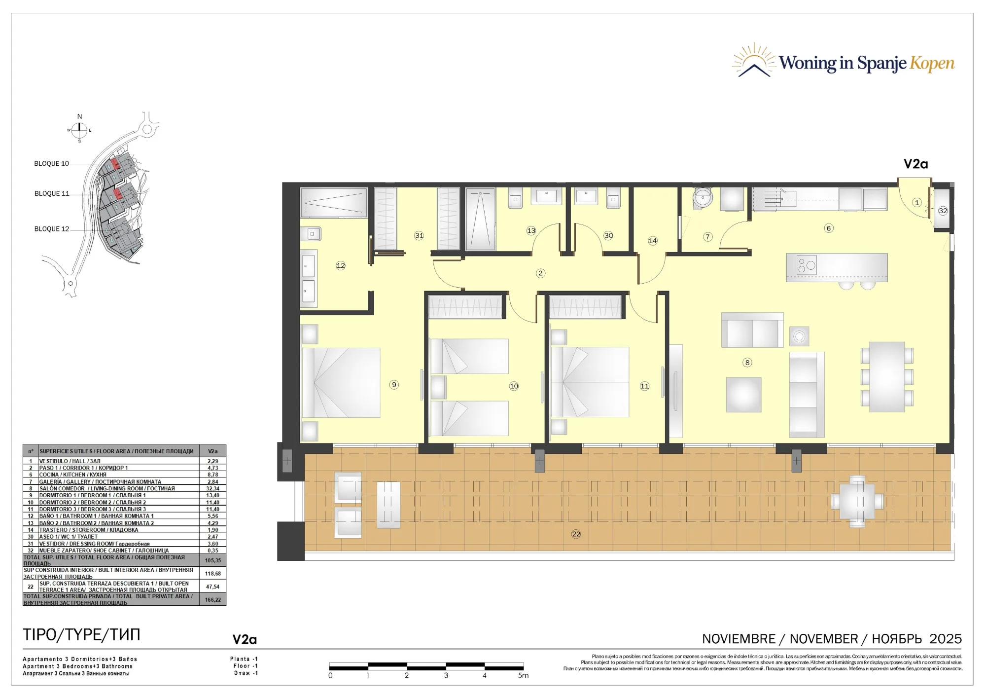 Plattegrond: Appartement 10B-V2a in Marine Hills By TM 1ª Fase, Malaga