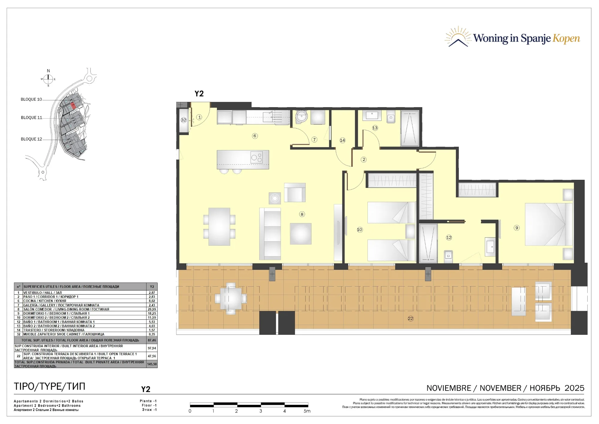 Plattegrond: Appartement 10B-Y2 in Marine Hills By TM 1ª Fase, Malaga