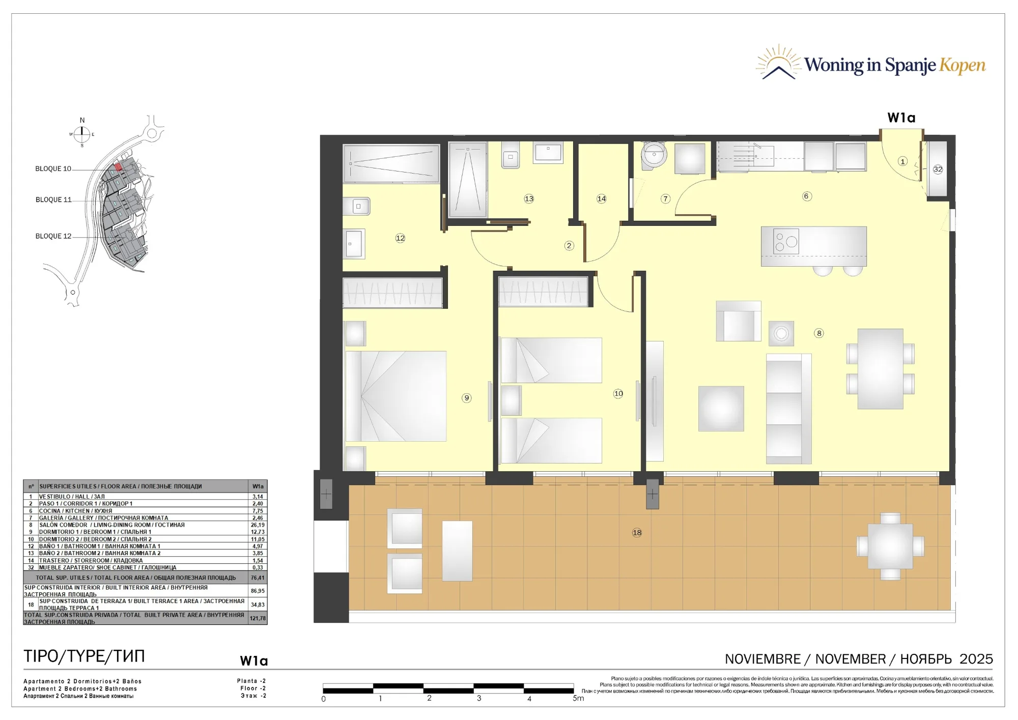 Plattegrond: Appartement 10B-W1a in Marine Hills By TM 1ª Fase, Malaga