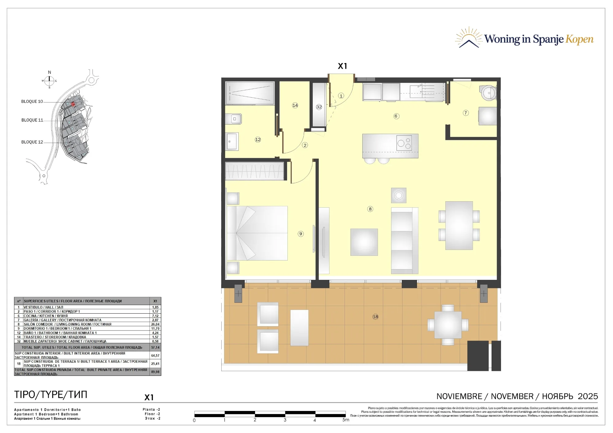 Plattegrond: Appartement 10B-X1 in Marine Hills By TM 1ª Fase, Malaga