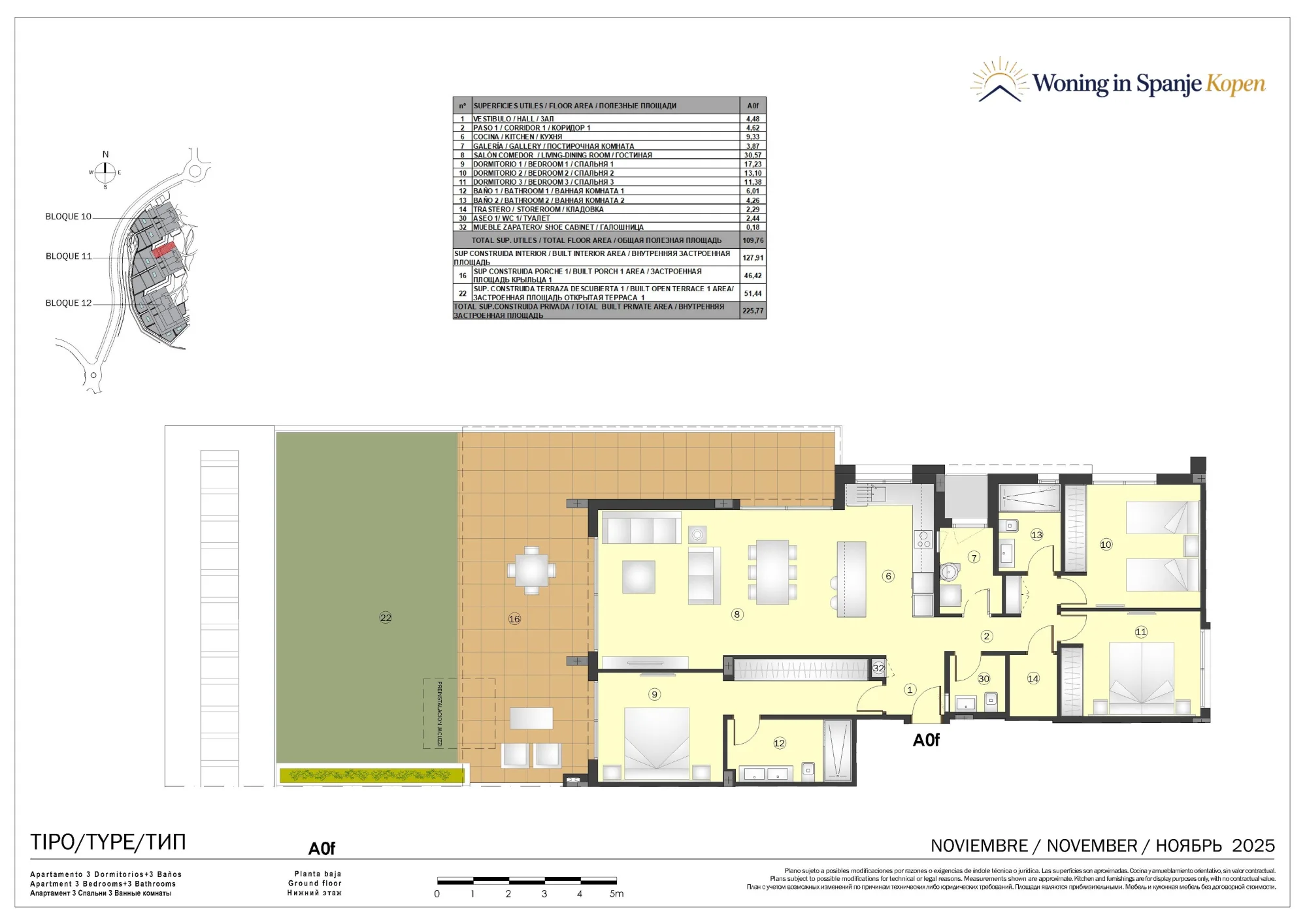 Plattegrond: Appartement 11A-A0f in Marine Hills By TM 1ª Fase, Malaga