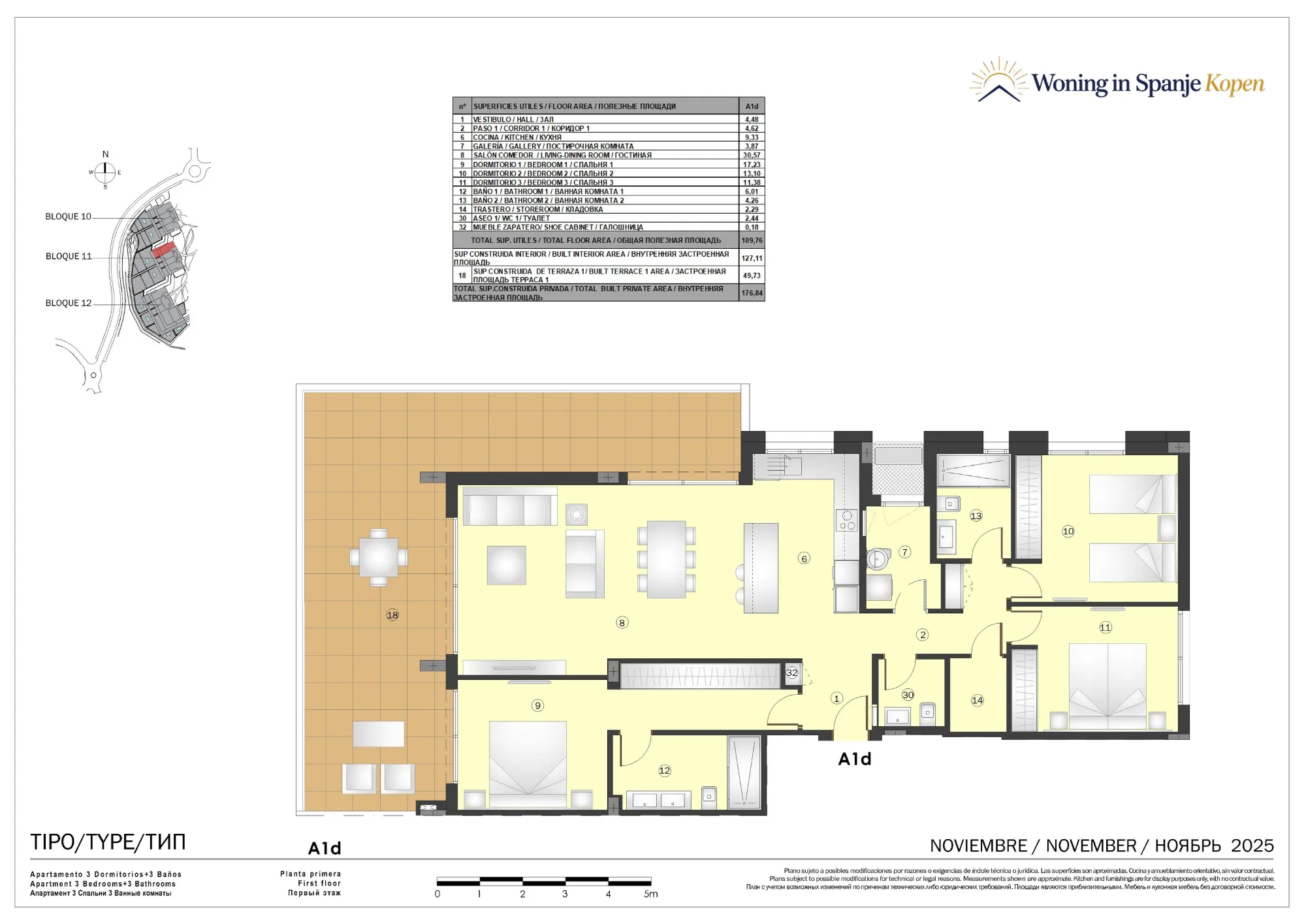 Plano: Apartamento 11A-A1d en Marine Hills By TM 1ª Fase, Malaga
