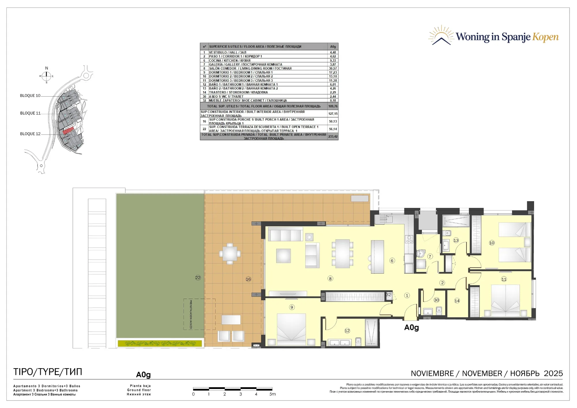 Plattegrond: Appartement 12A-A0g in Marine Hills By TM 1ª Fase, Malaga