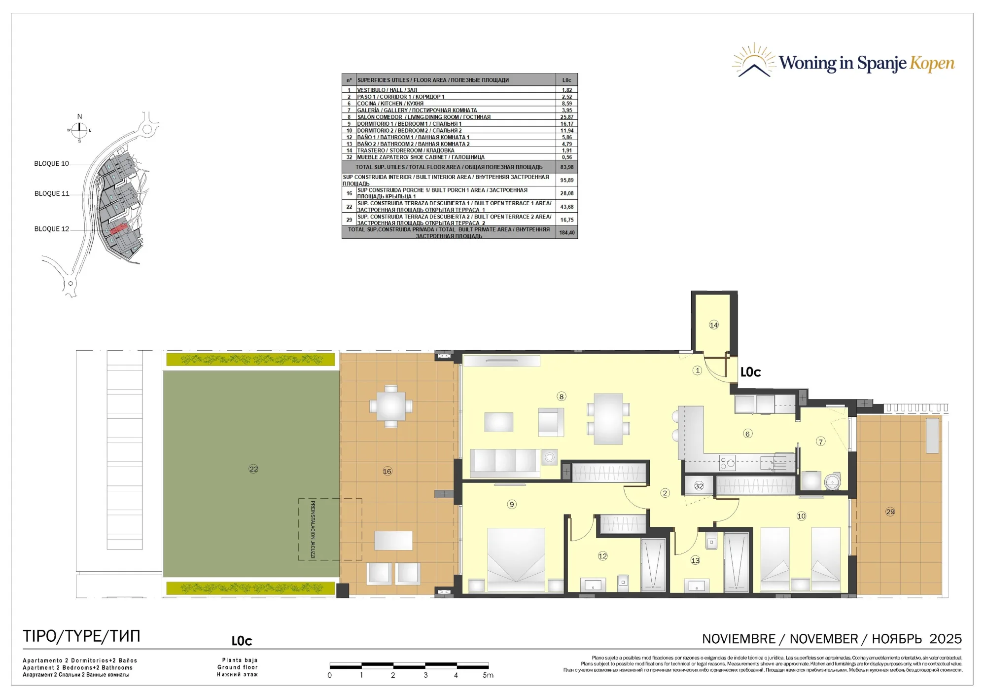 Plattegrond: Appartement 12A-L0c in Marine Hills By TM 1ª Fase, Malaga
